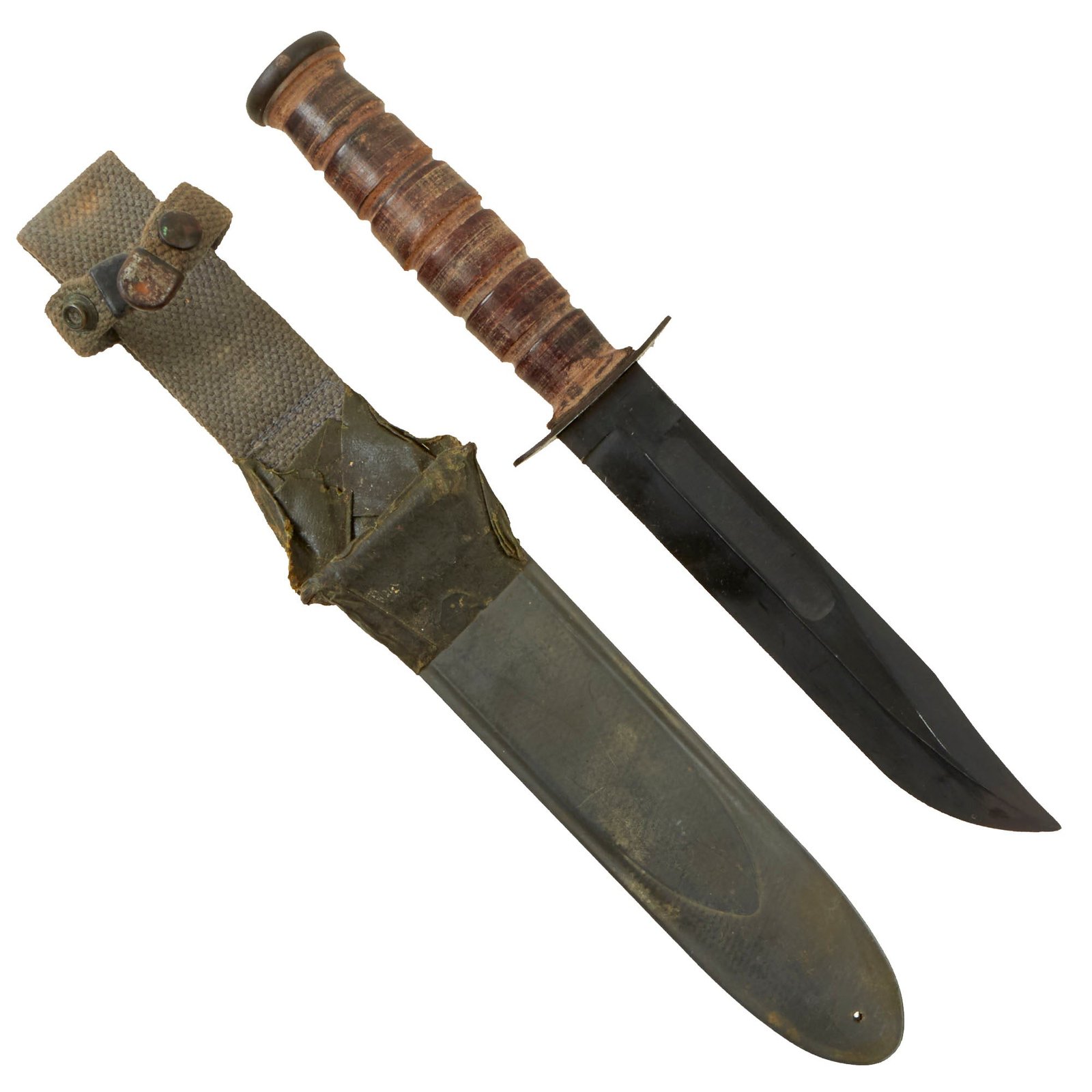 Buy Original U.S. WWII Late War Unissued Navy Mark 2 KA-BAR Fighting Knife by CAMILLUS with U.S.N. MK2 Scabbard | Original Firearms Antique For Sale
