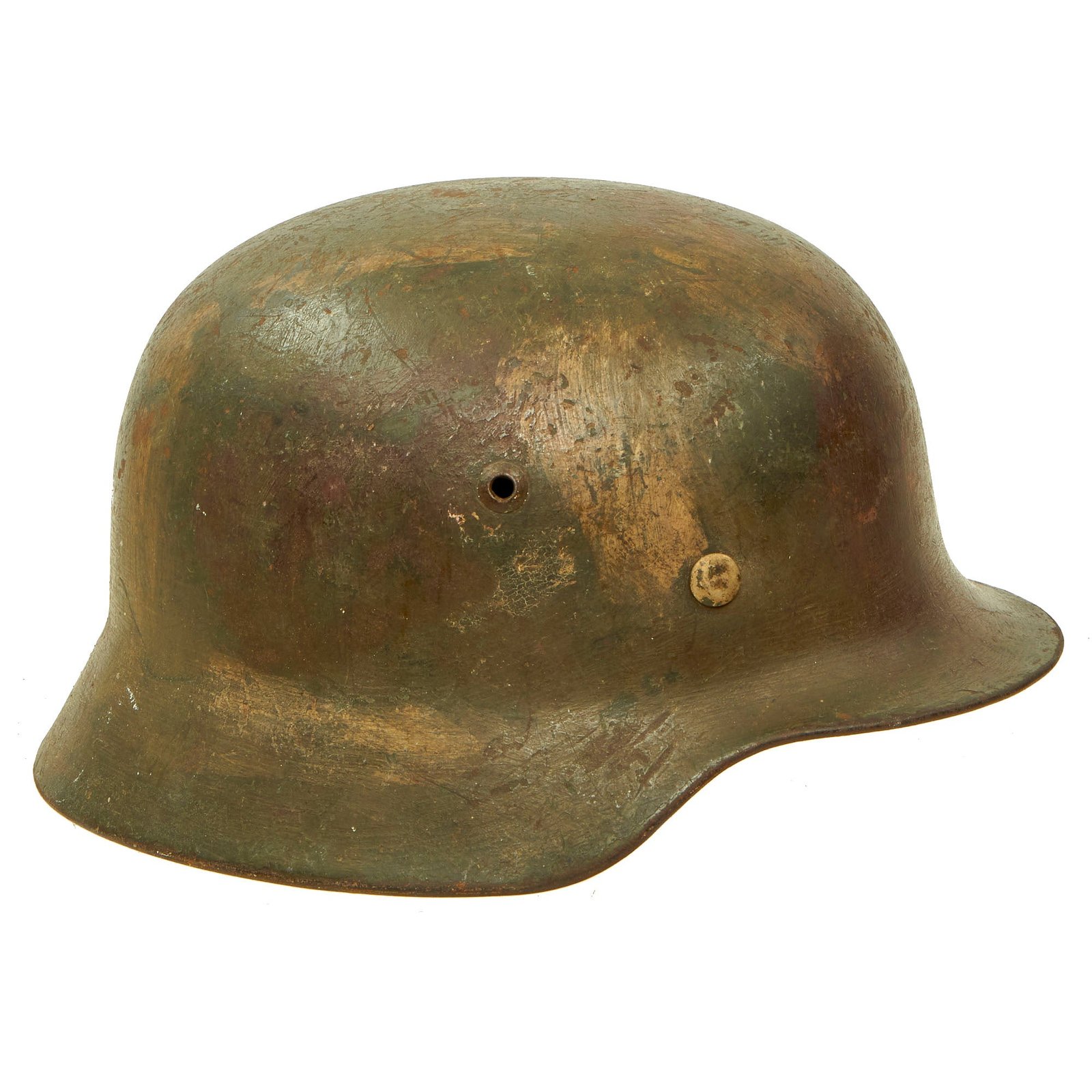 Buy Original German WWII Army Heer M35 Double Decal Normandy Camouflage Overpaint Helmet with 1938 dated 57cm Liner - SE64 | Original Firearms Antique For Sale