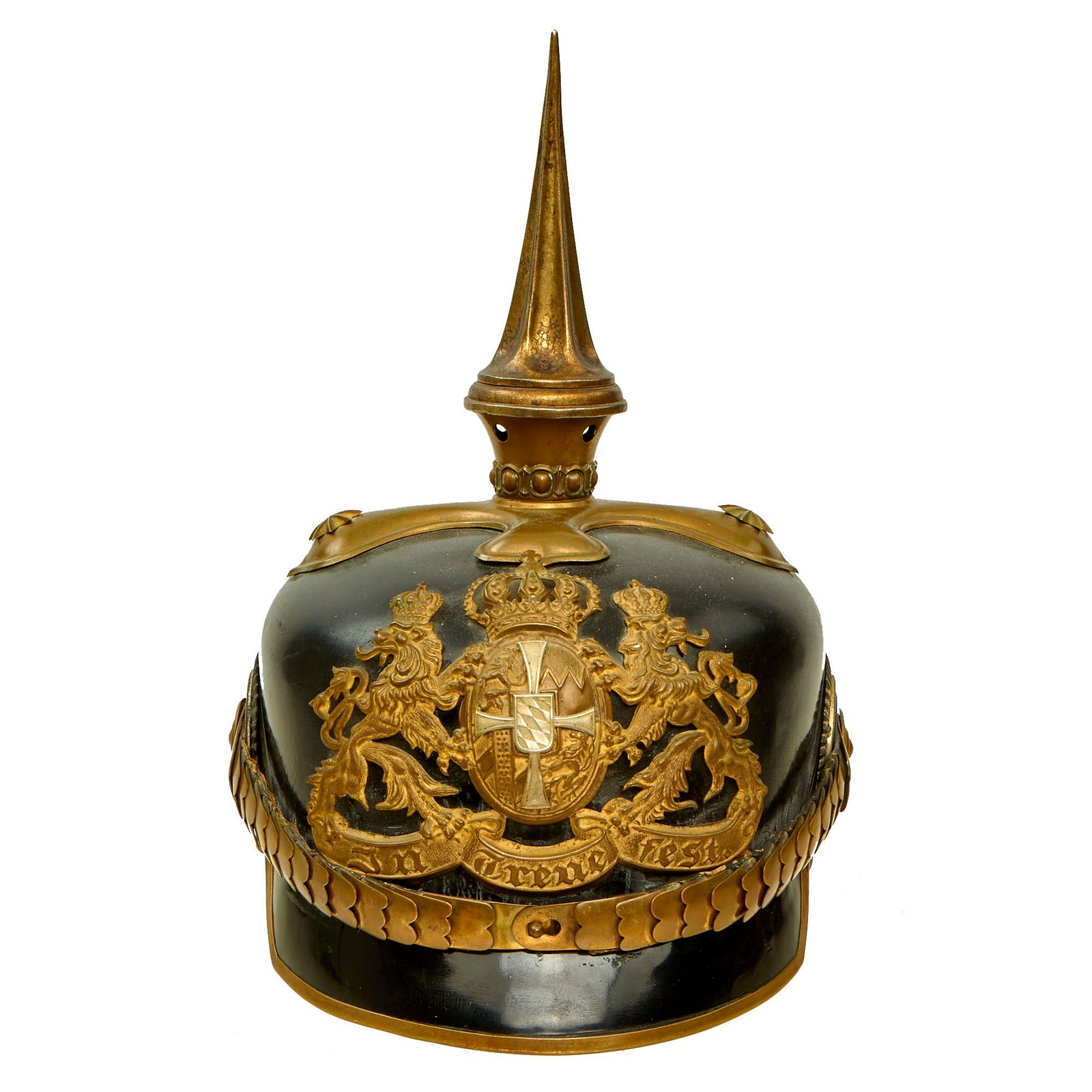 Buy Original German WWI Bavarian Named M1886/1914 Infantry Officer Pickelhaube Spiked Helmet - Hermann Haupt, Reserve Infanterie Regiment No. 7 (Bayreuth) Ersatz-Bataillon, Served During WWII & KIA at Stalingrad | Original Firearms Antique For Sale