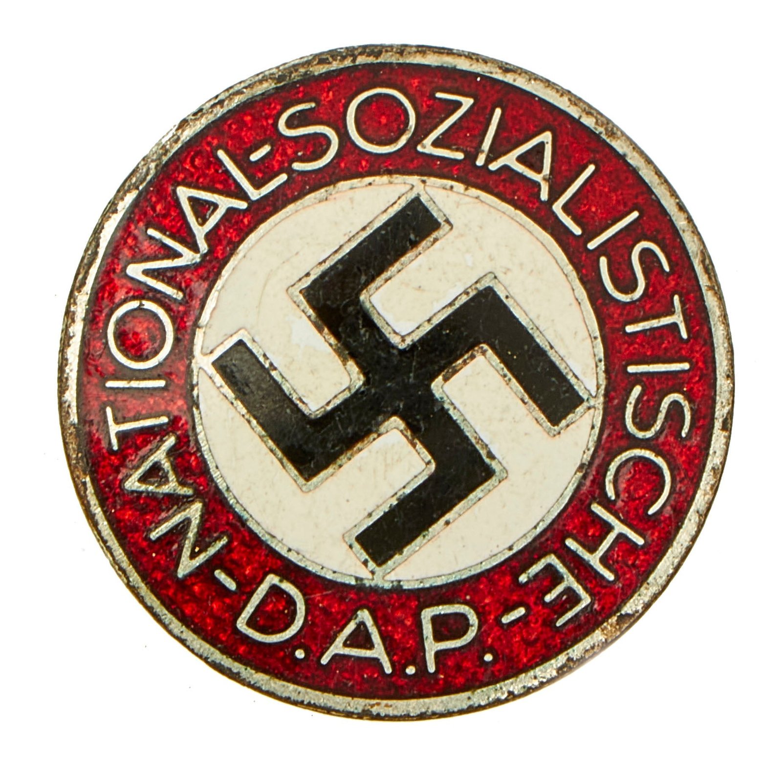 Buy Original German WWII NSDAP Party Enamel Membership Badge Pin by Apreck & Vrage - RZM M1/90 | Original Firearms Antique For Sale