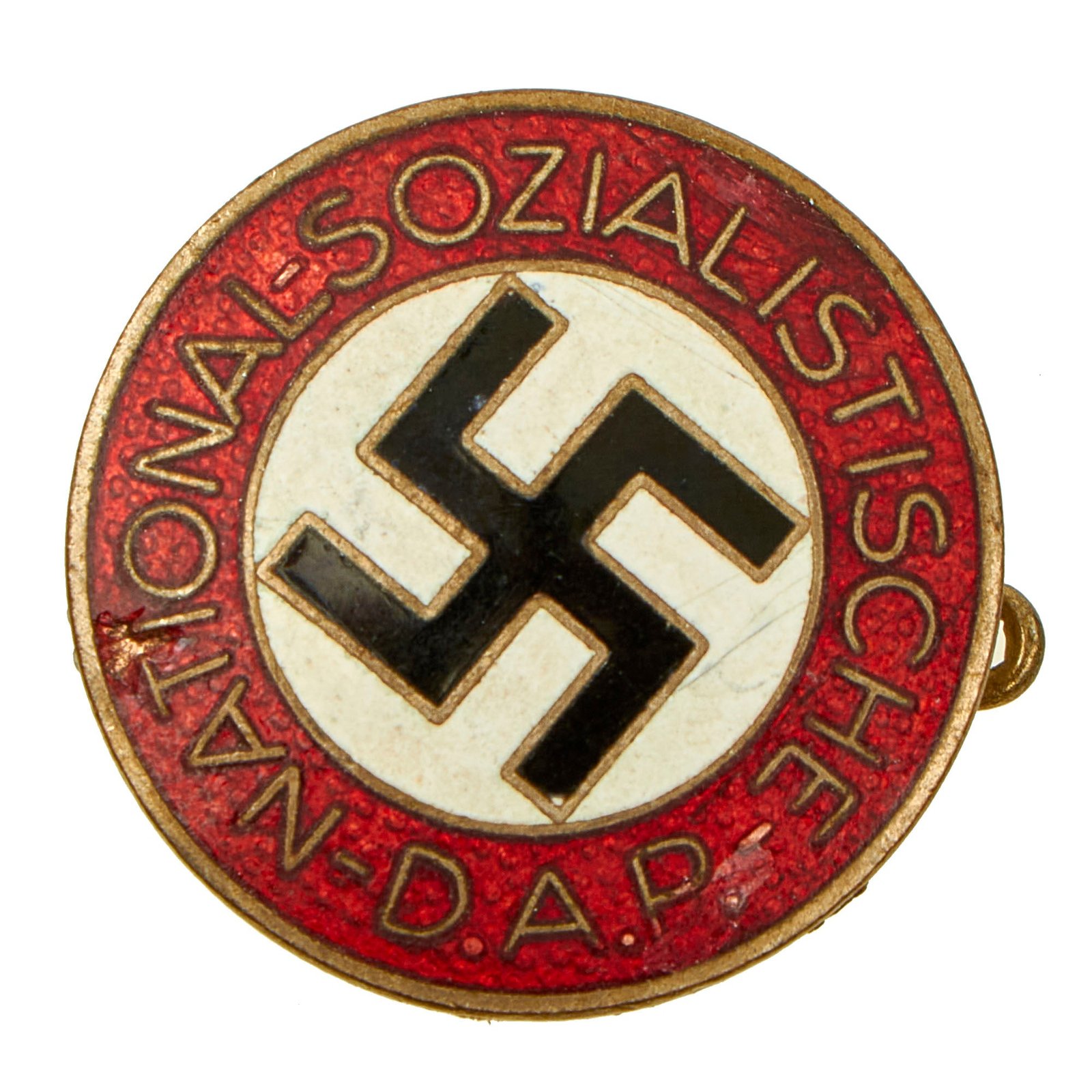 Buy Original German WWII NSDAP Party Enamel Membership Badge Pin by Rudolf Reiling of Pforzheim - RZM M1/25 | Original Firearms Antique For Sale