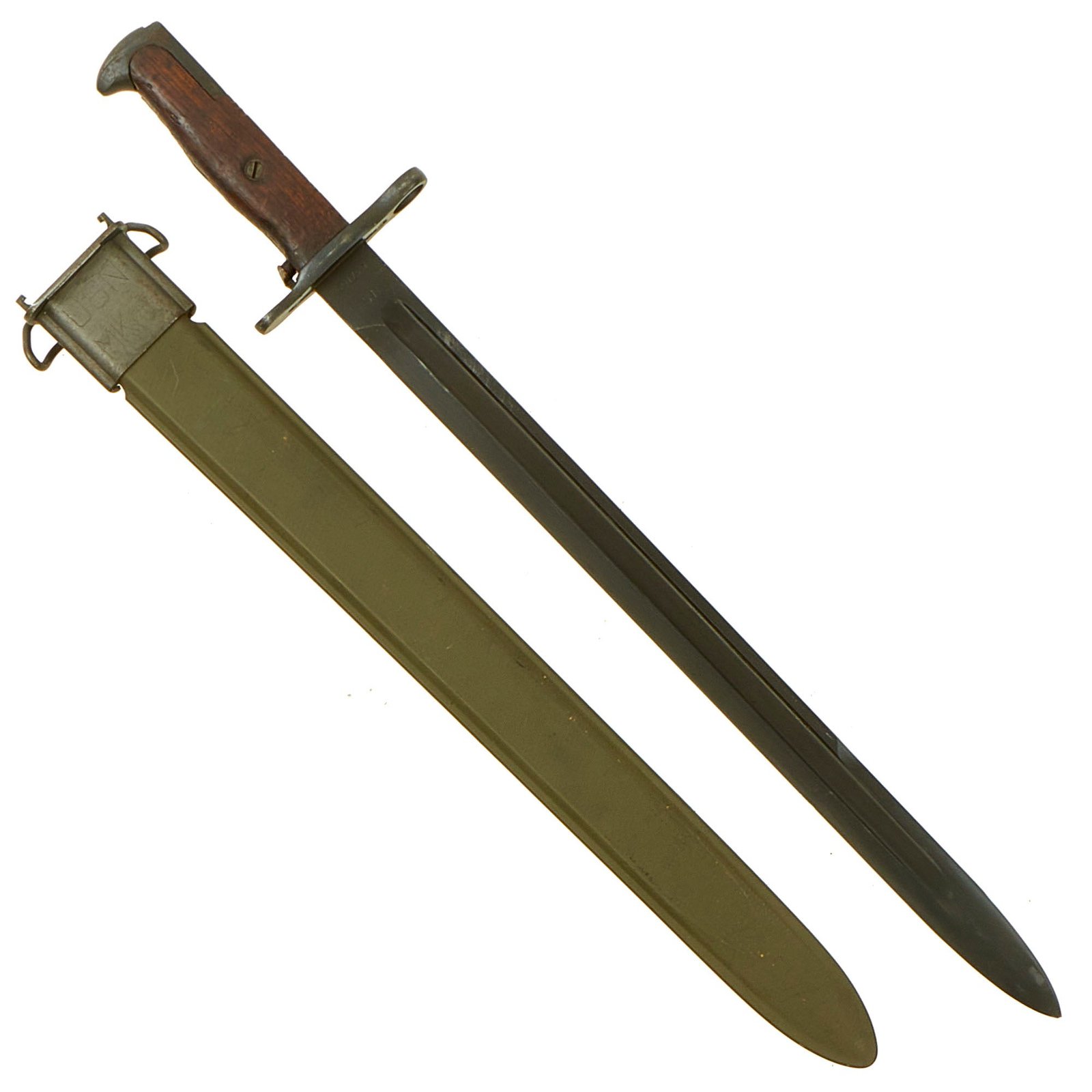 Buy Original U.S. WWI M1905 Springfield 16 inch Rifle Bayonet Marked S.A. with WWII M3 USN Mk I Scabbard - Dated 1918 | Original Firearms Antique For Sale