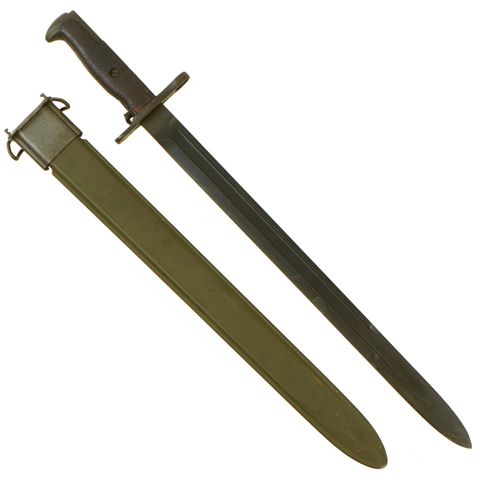 Buy Original U.S. WWI Occupation Era M1905 Springfield 16 inch Rifle Bayonet Marked S.A. with WWII M3 USN Mk I Scabbard - Dated 1919 | Original Firearms Antique For Sale