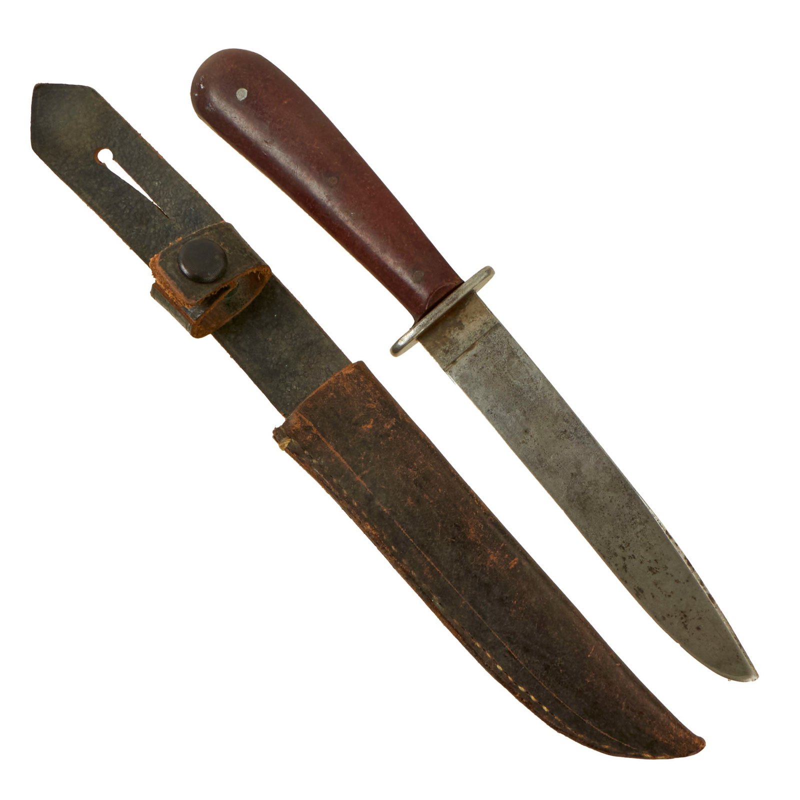 Buy Original German WWII Bakelite Handle Trench Fighting Knife by PUMA-Werk with Custom Leather Sheath | Original Firearms Antique For Sale