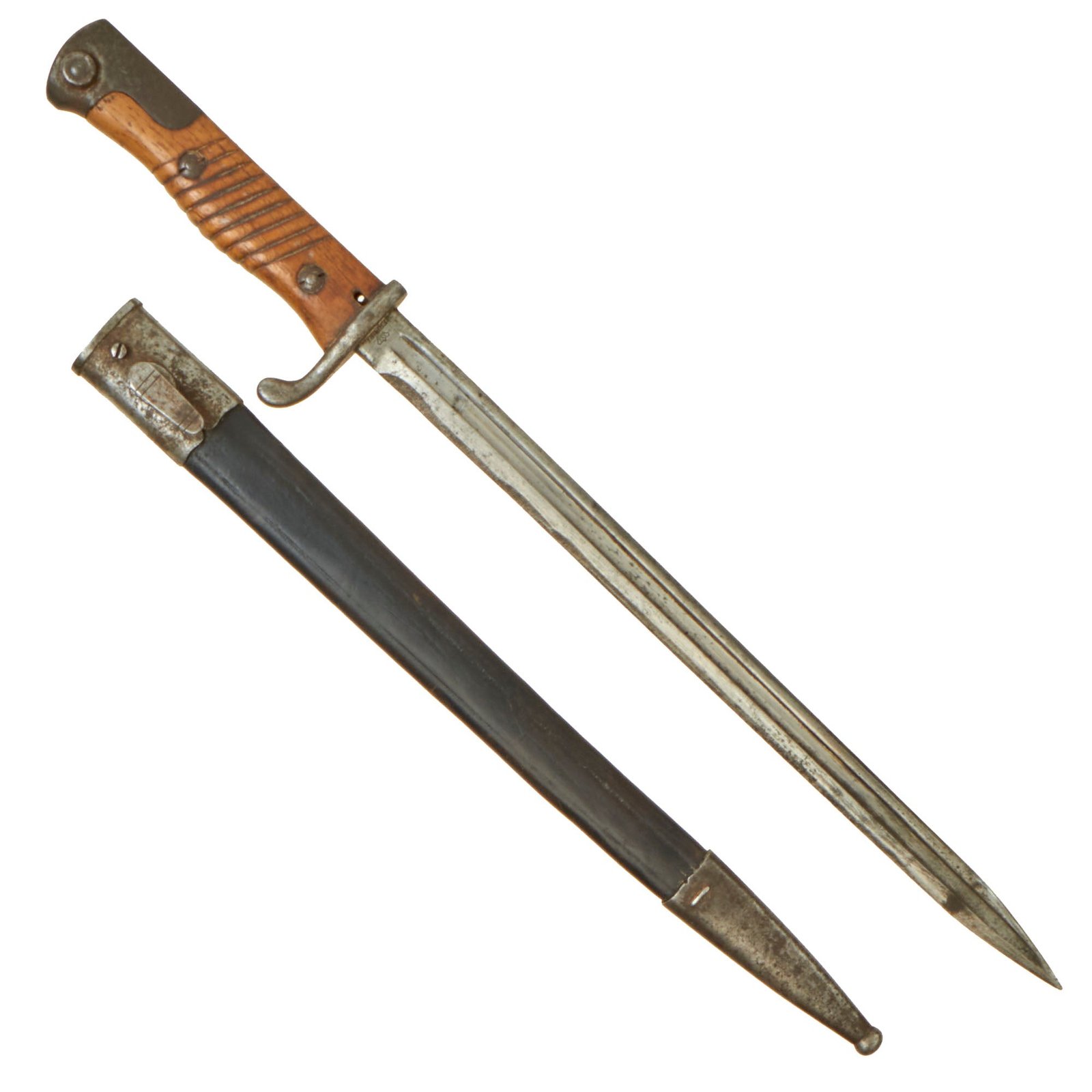 Buy Original Imperial German WWI Cutdown 1899 Dated Regiment Marked Seitengewehr M1898 a/A GEW 98 Bayonet by Erfurt with Steel Scabbard - 1st Guards Infantry Regiment | Original Firearms Antique For Sale