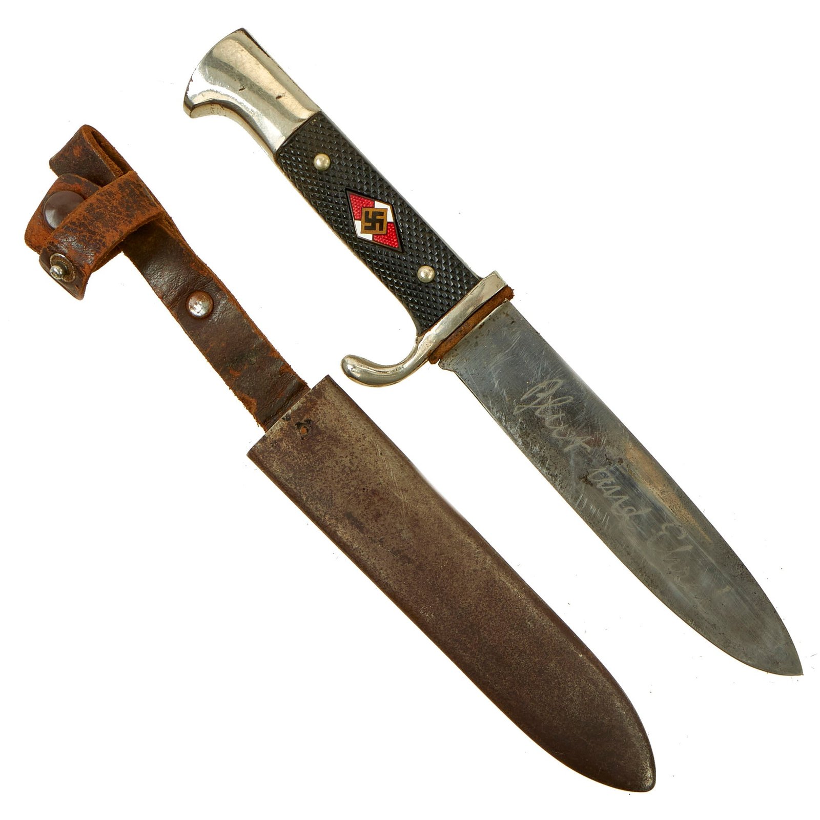 Buy Original German WWII Early Motto-Marked HJ Knife by Eduard Wüsthof of Solingen with Scabbard | Original Firearms Antique For Sale