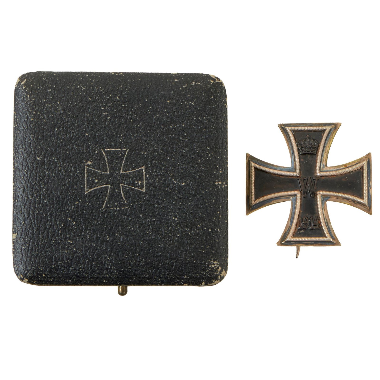 Buy Original Imperial German WWI Cased Prussian Iron Cross First Class 1914 with Pinback by the Royal Mint Order - EKI | Original Firearms Antique For Sale