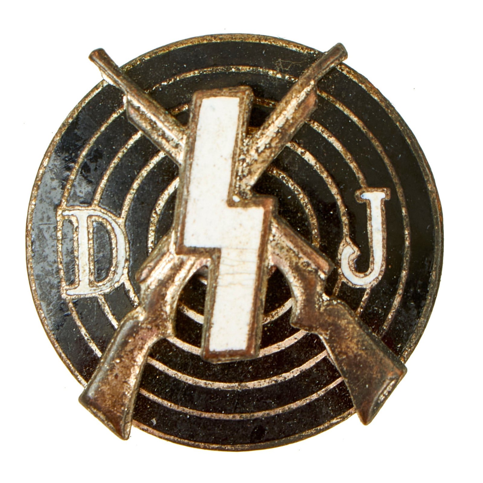 Buy Original German WWII Deutsches Jungvolk DJ Enamel Shooting Award Badge Pin by Carl Poellath - RZM M1/103 | Original Firearms Antique For Sale