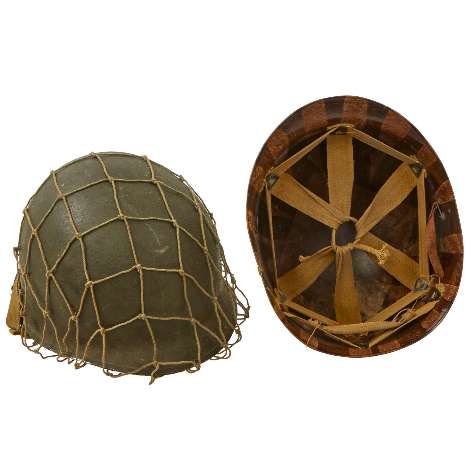 Buy Original U.S. WWII Named M1 Front Seam Fixed Bale Helmet with Westinghouse Liner & Helmet Net | Original Firearms Antique For Sale