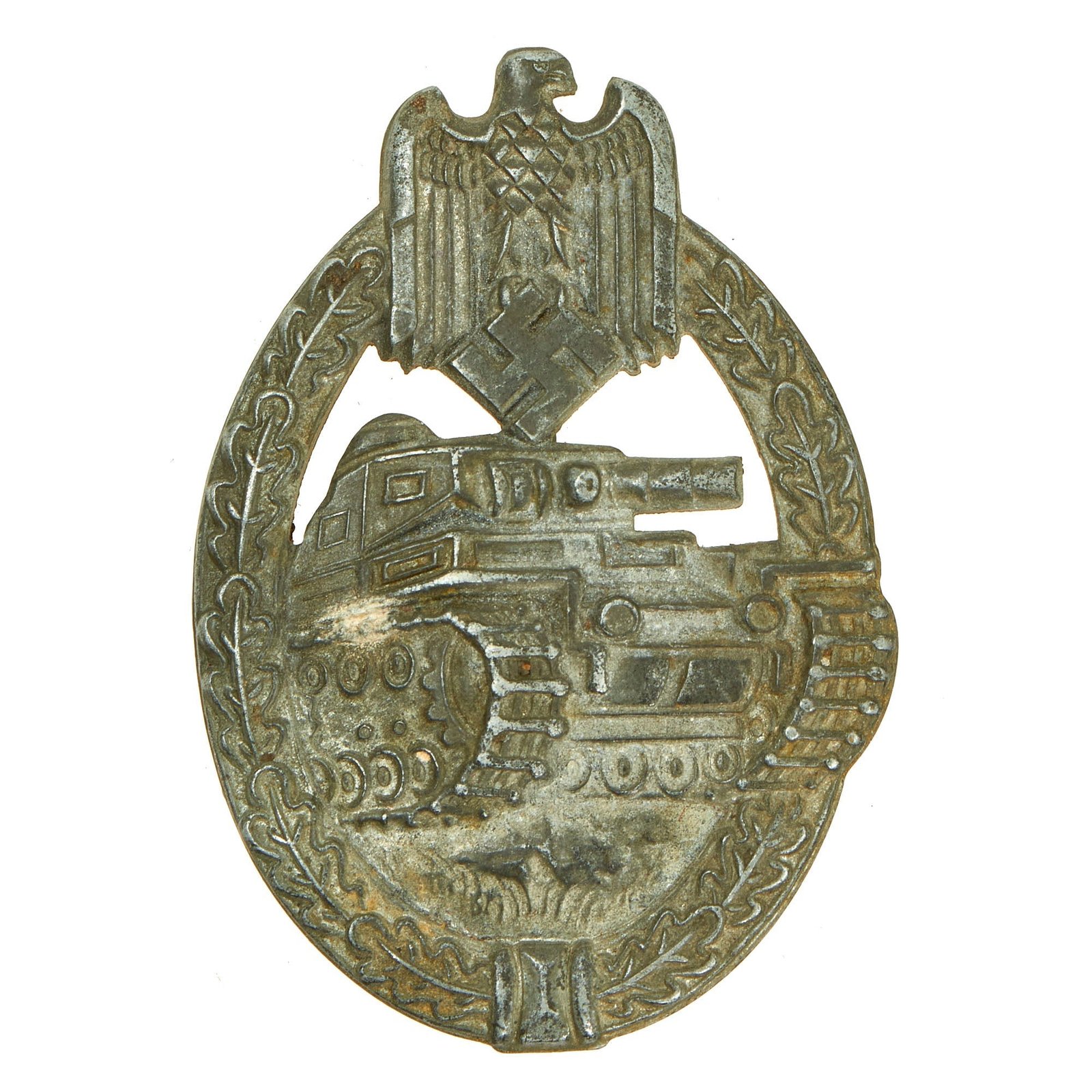 Buy Original German WWII Silver Grade Panzer Assault Tank Badge - Solid Back Version | Original Firearms Antique For Sale