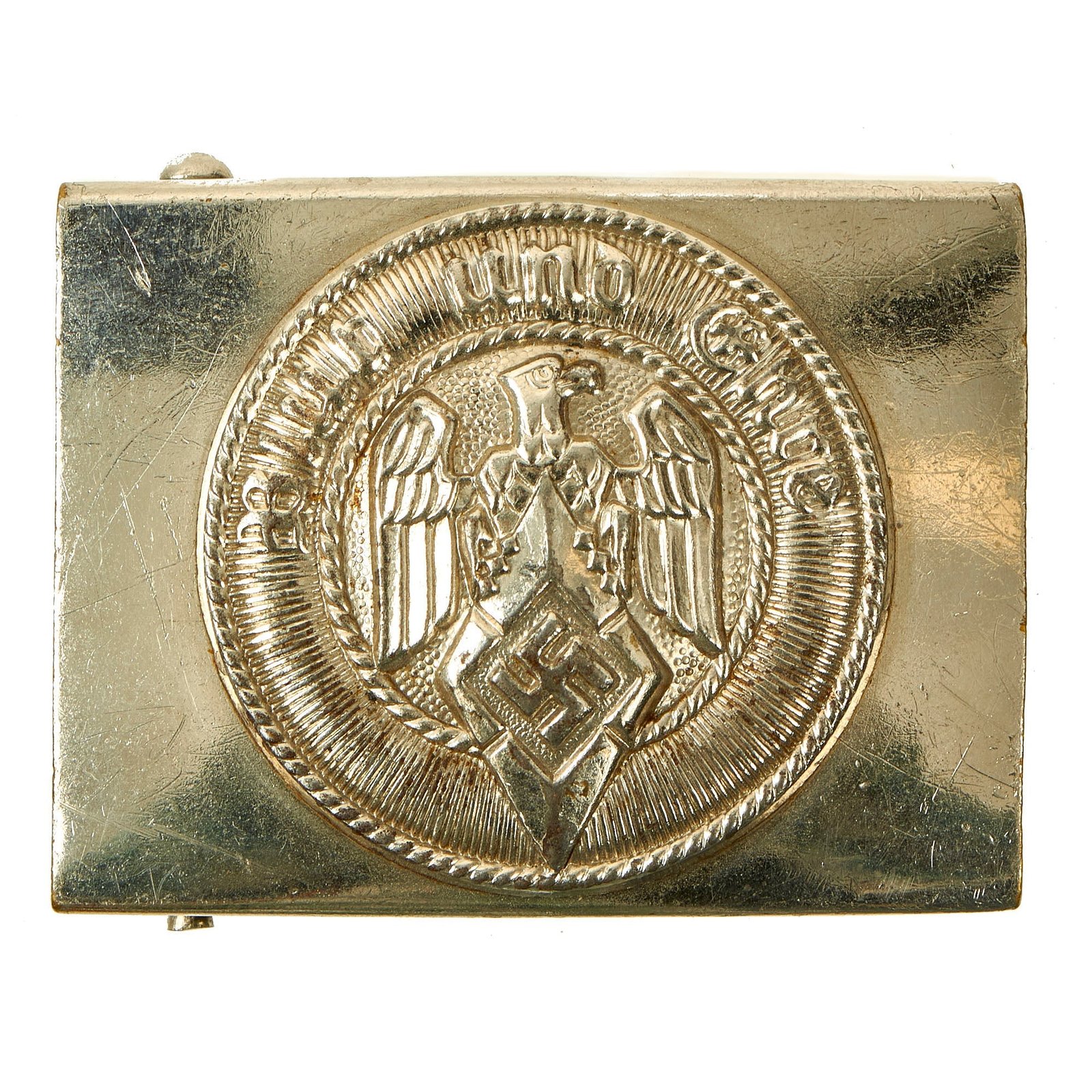 Buy Original German WWII Early DJ Upgraded to HJ Nickel Belt Buckle marked RZM U.E. 72 | Original Firearms Antique For Sale