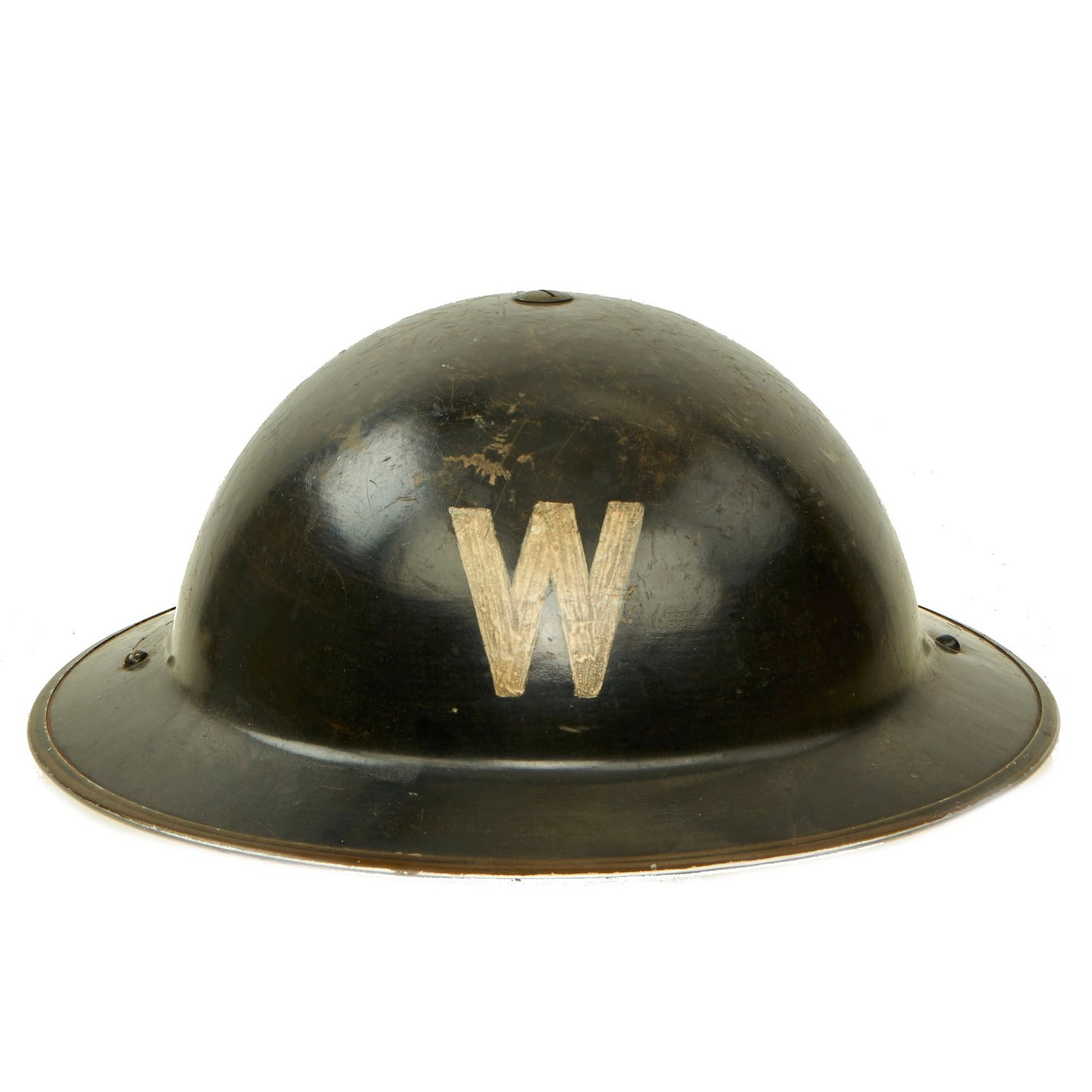 Buy Original British WWII Air Raid Warden Painted Brodie MkII Steel Helmet - Dated 1939 | Original Firearms Antique For Sale