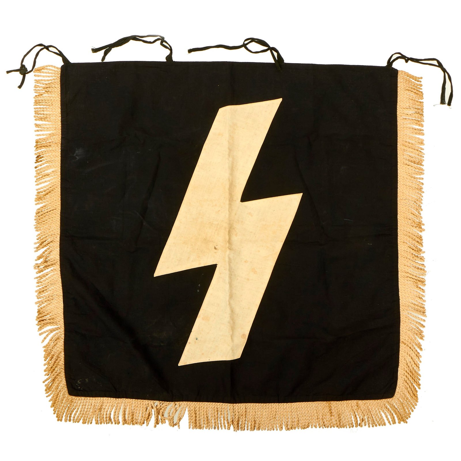 Buy Original German WWII DJ Deutsches Jungvolk German Youth Organization Fringed Trumpet Banner - 19" x 19 1/2" | Original Firearms Antique For Sale