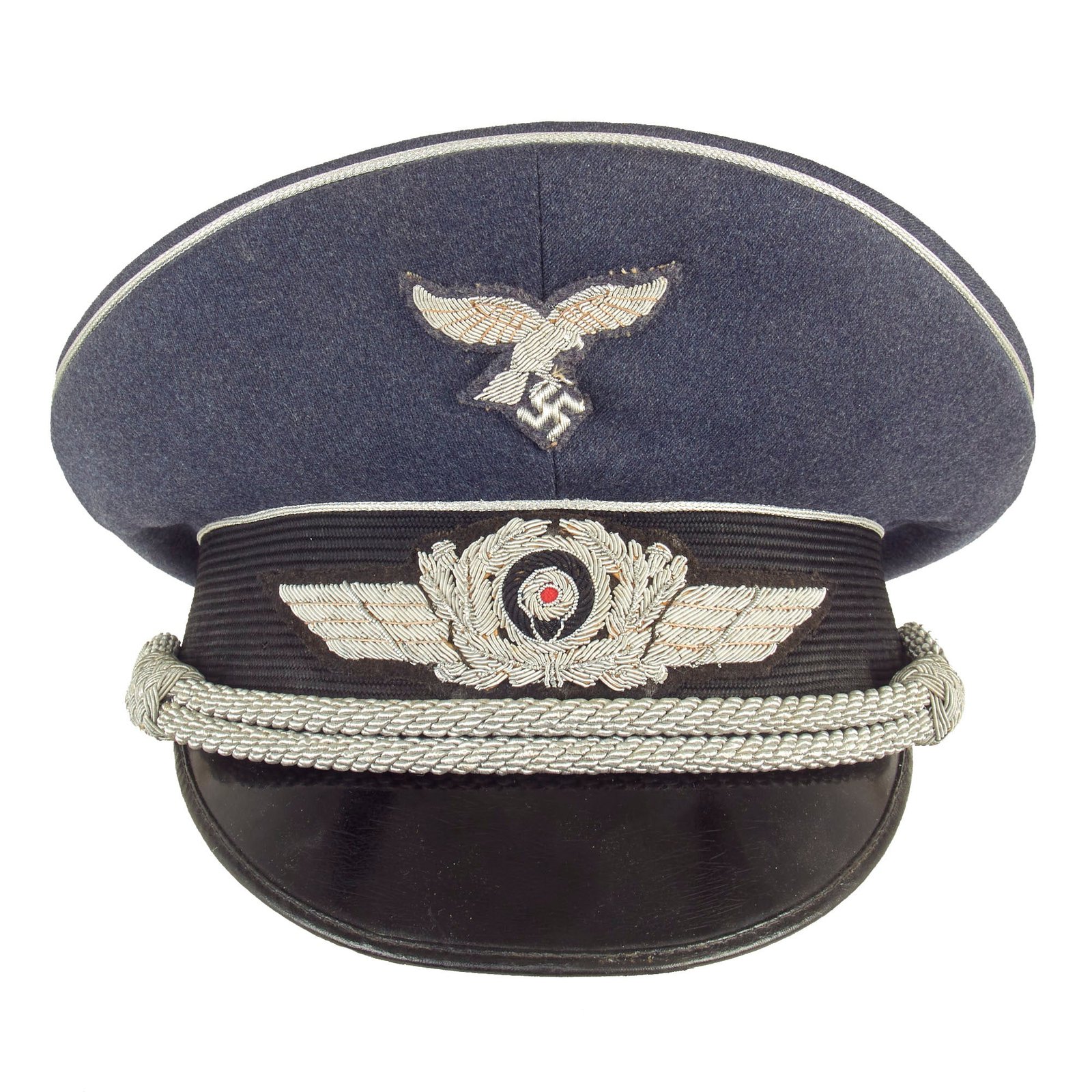 Buy Original Excellent German WWII Luftwaffe Officer Schirmmütze Visor Cap with Bullion Insignia - Size 57 | Original Firearms Antique For Sale