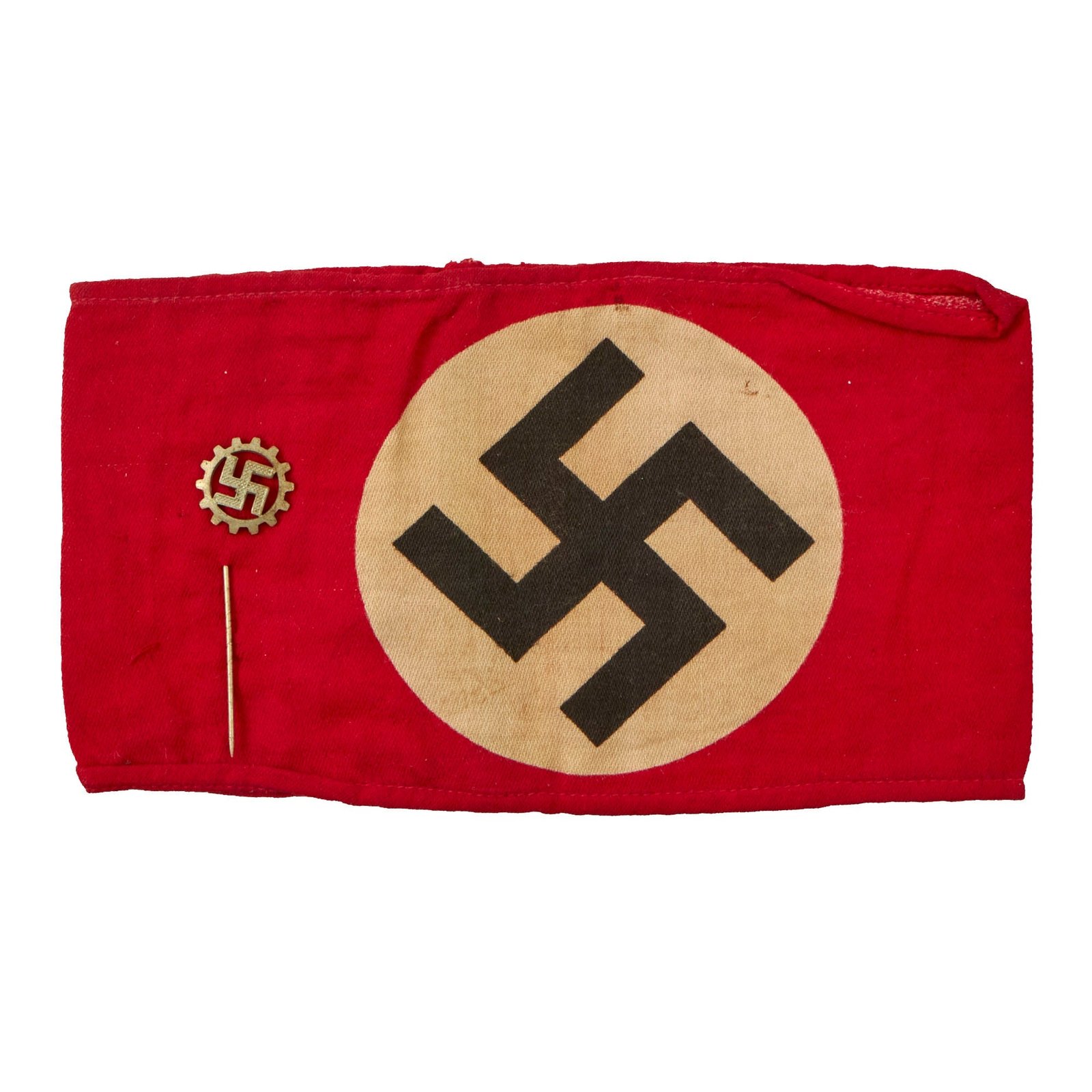 Buy Original German WWII NSDAP Party Printed Cotton Armband with DAF Labor Front Stick Pin | Original Firearms Antique For Sale