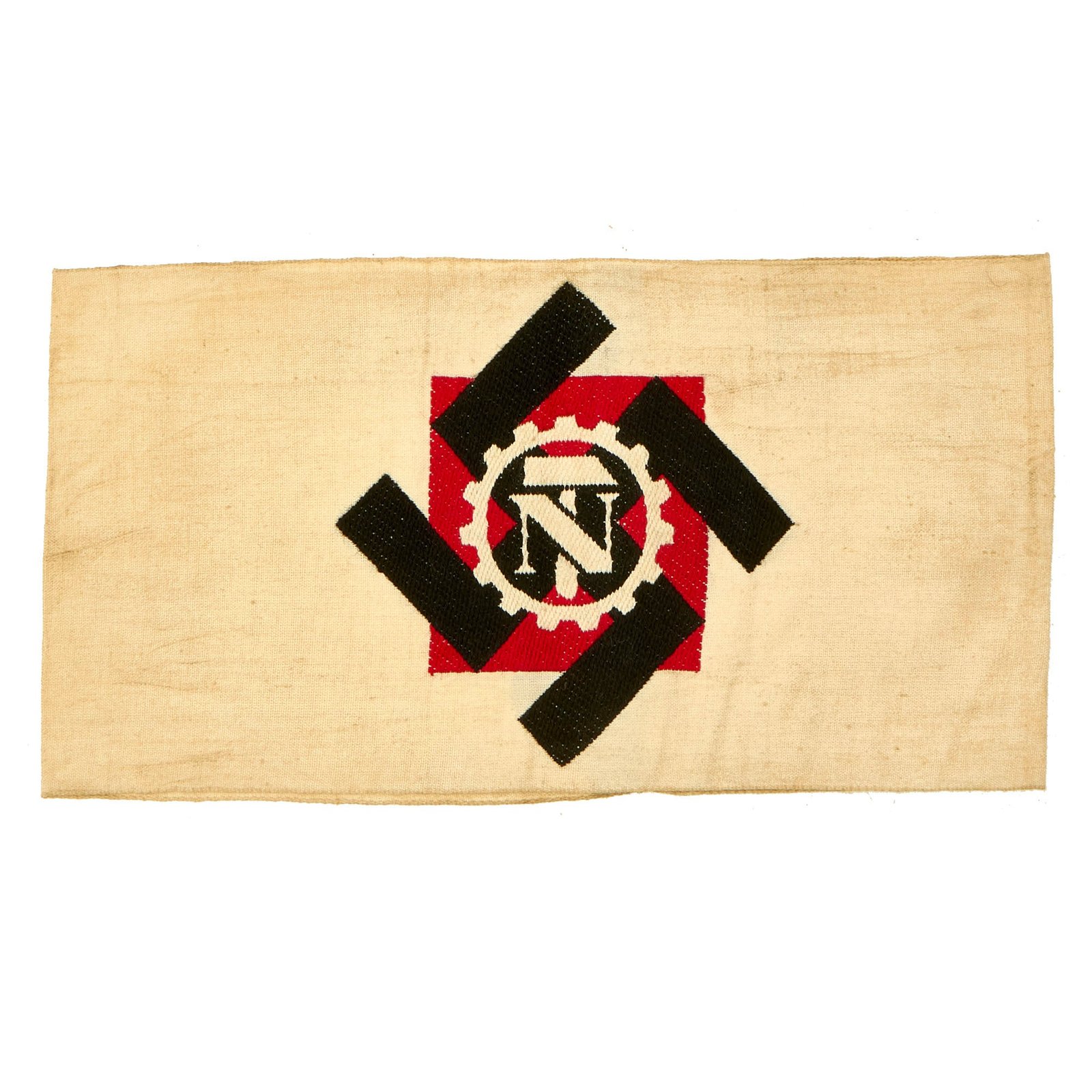 Buy Original German WWII Technical Emergency Corps TeNo BeVo Embroidered Armband with Issue Stamp - Technische Nothilfe | Original Firearms Antique For Sale