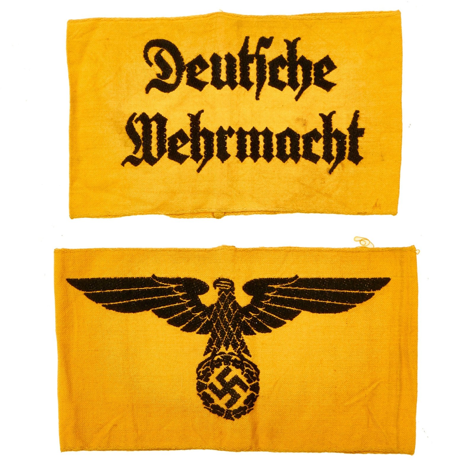 Buy Original Set of Two German WWII Embroidered Armbands: State Service & Deutsche Wehrmacht | Original Firearms Antique For Sale