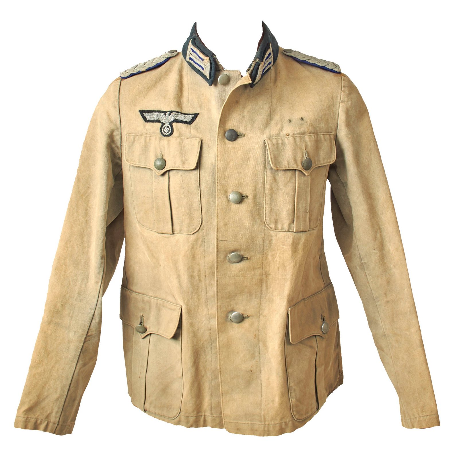Buy Original German WWII Service Worn Heer Medical Oberstabsarzt Officer Summer Canvas Uniform Tunic | Original Firearms Antique For Sale