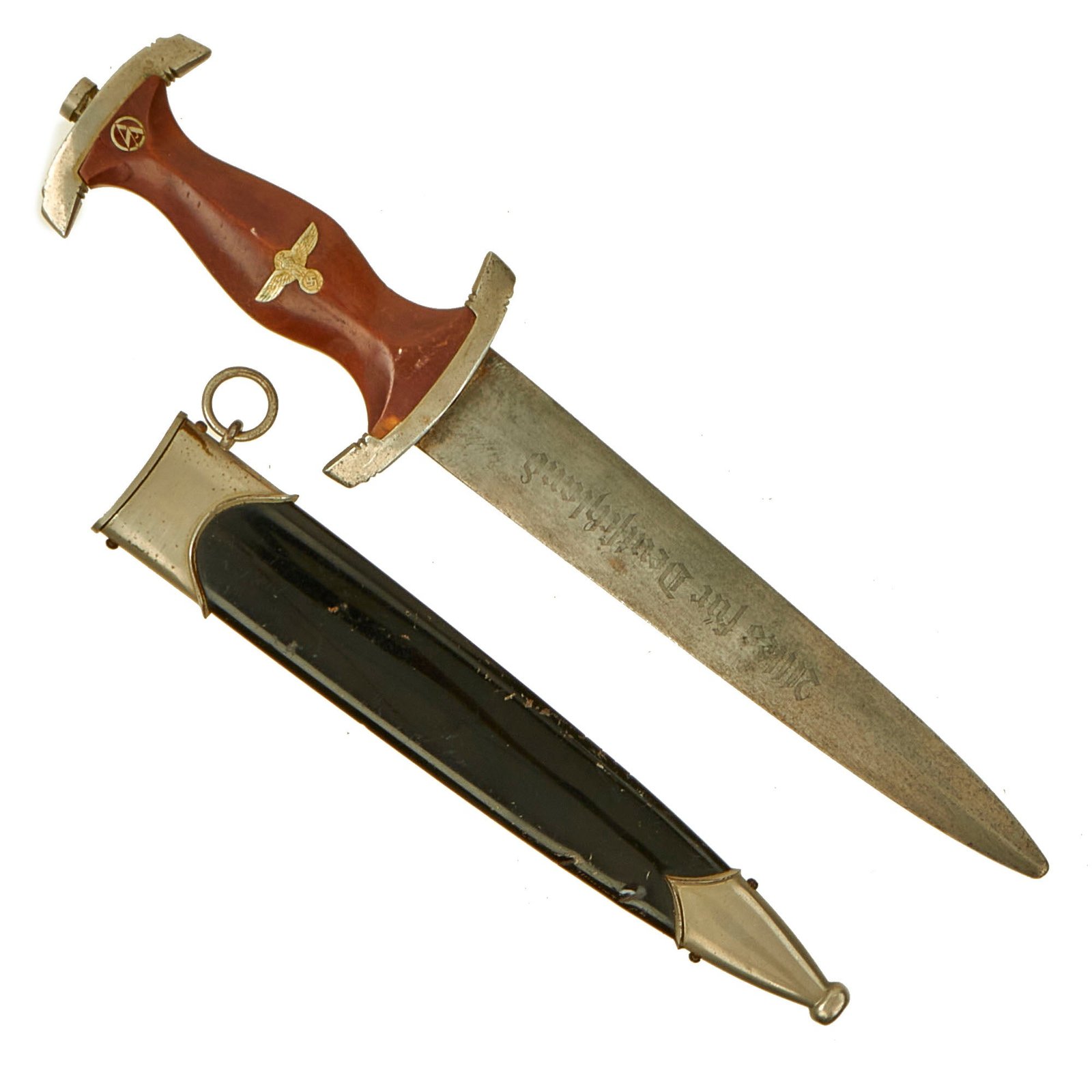 Buy Original German WWII NSKK Dagger by Rare Maker C. Gustav Spitzer AG of Solingen with Personalized Scabbard - RZM M7/80 | Original Firearms Antique For Sale
