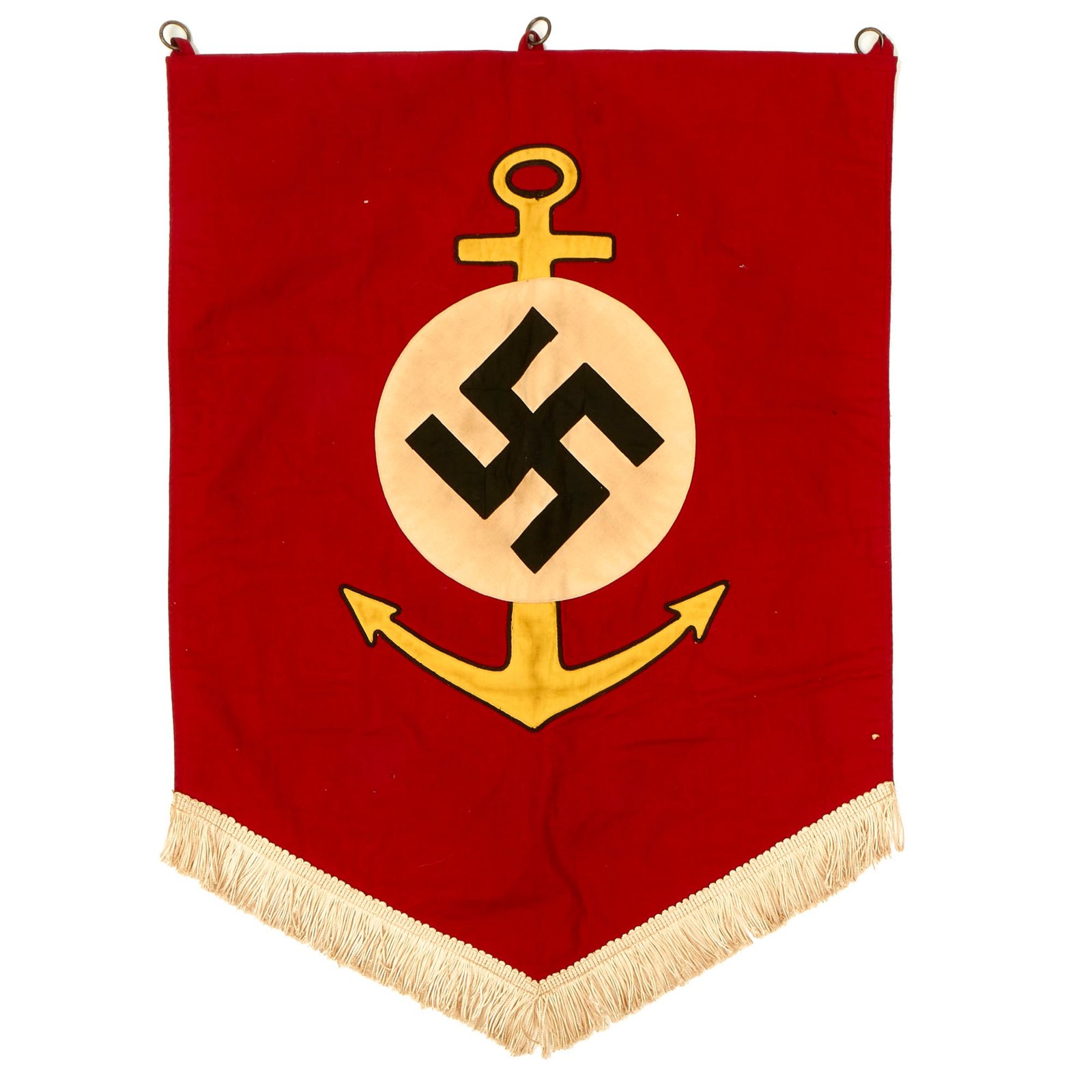Buy Original German WWII Naval Water Sports Fringed Harbor Banner - 25" x 19 1/2" | Original Firearms Antique For Sale