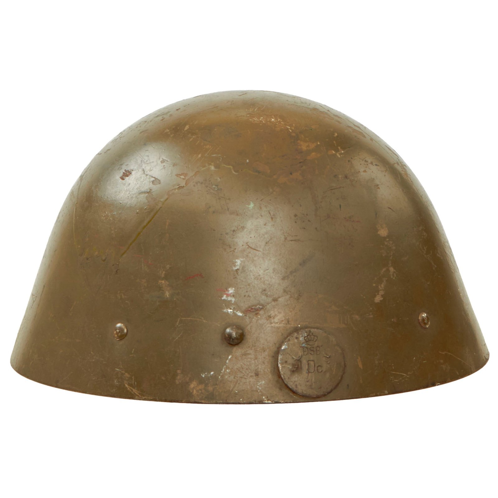 Buy Original Czech WWII Vz32 / M32 "Egg-Shell" Steel Helmet Converted for Danish DSB Railway Use - Danske Statsbaner | Original Firearms Antique For Sale
