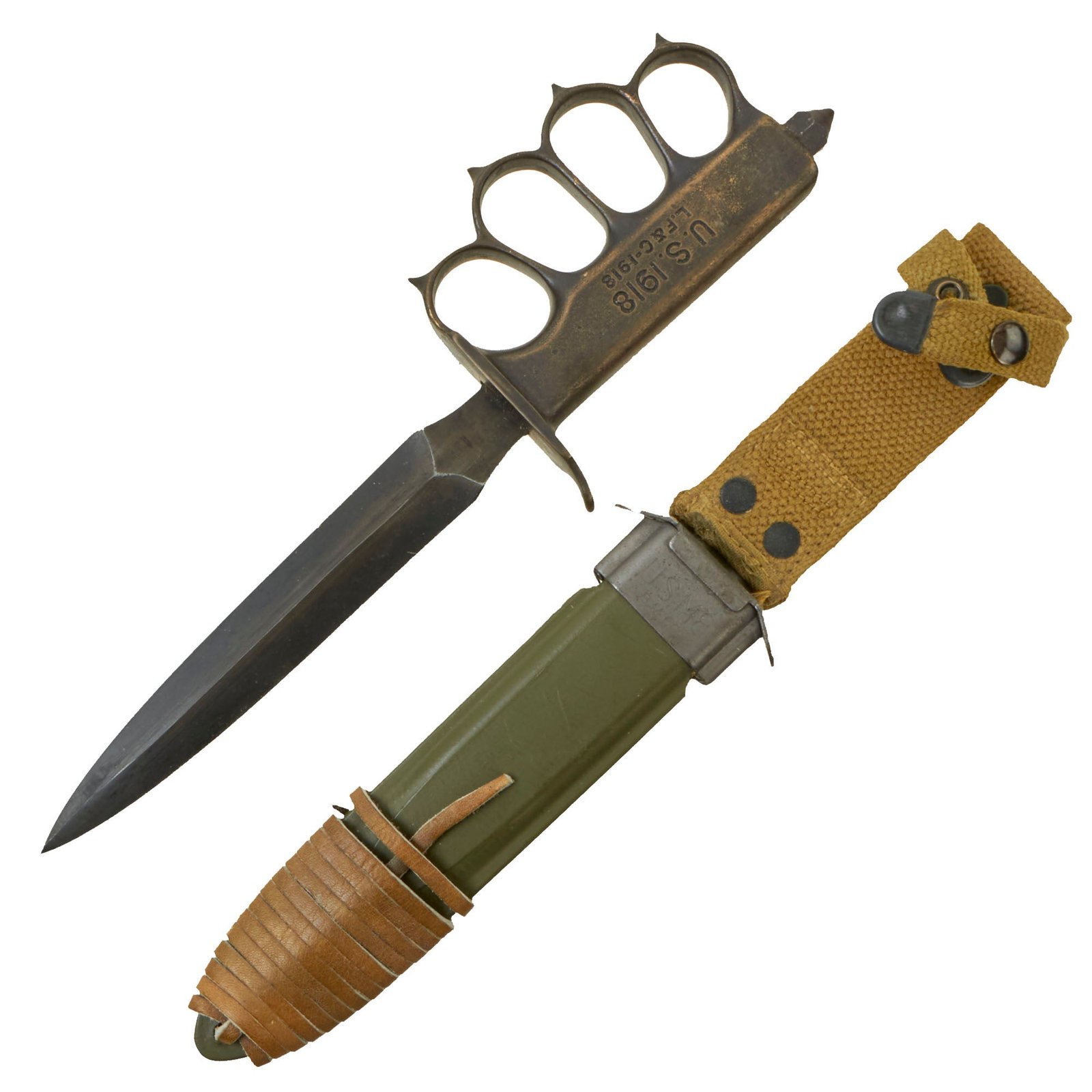 Buy Original U.S. WWI/WWII Model 1918 Mark 1 Trench Knife “Paratrooper” Modified with  M8 Scabbard | Original Firearms Antique For Sale
