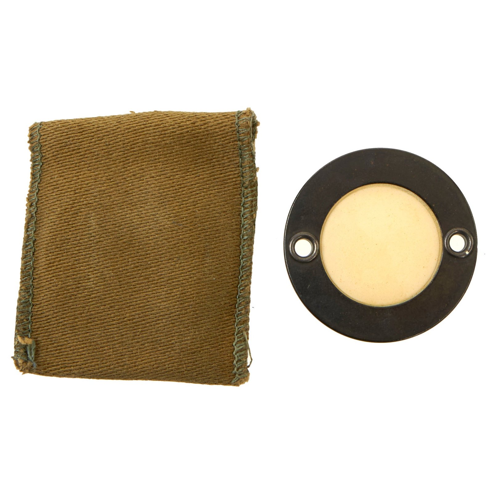 Buy Original U.S. WWII Paratrooper D-Day Normandy Invasion Clip On Luminous Disc Helmet Marker With Original Pouch | Original Firearms Antique For Sale