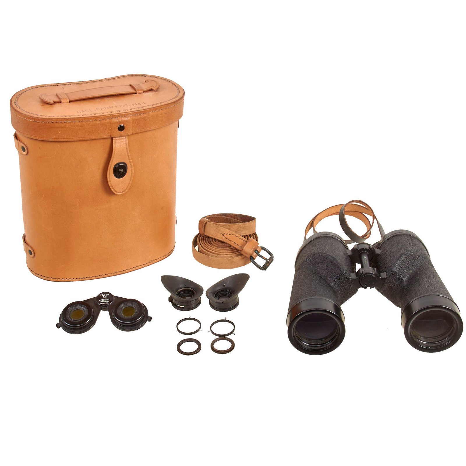 Buy Original U.S. WWII M17A1 7x50 Binoculars with Coated Optics in M44 Leather Case - Unissued | Original Firearms Antique For Sale