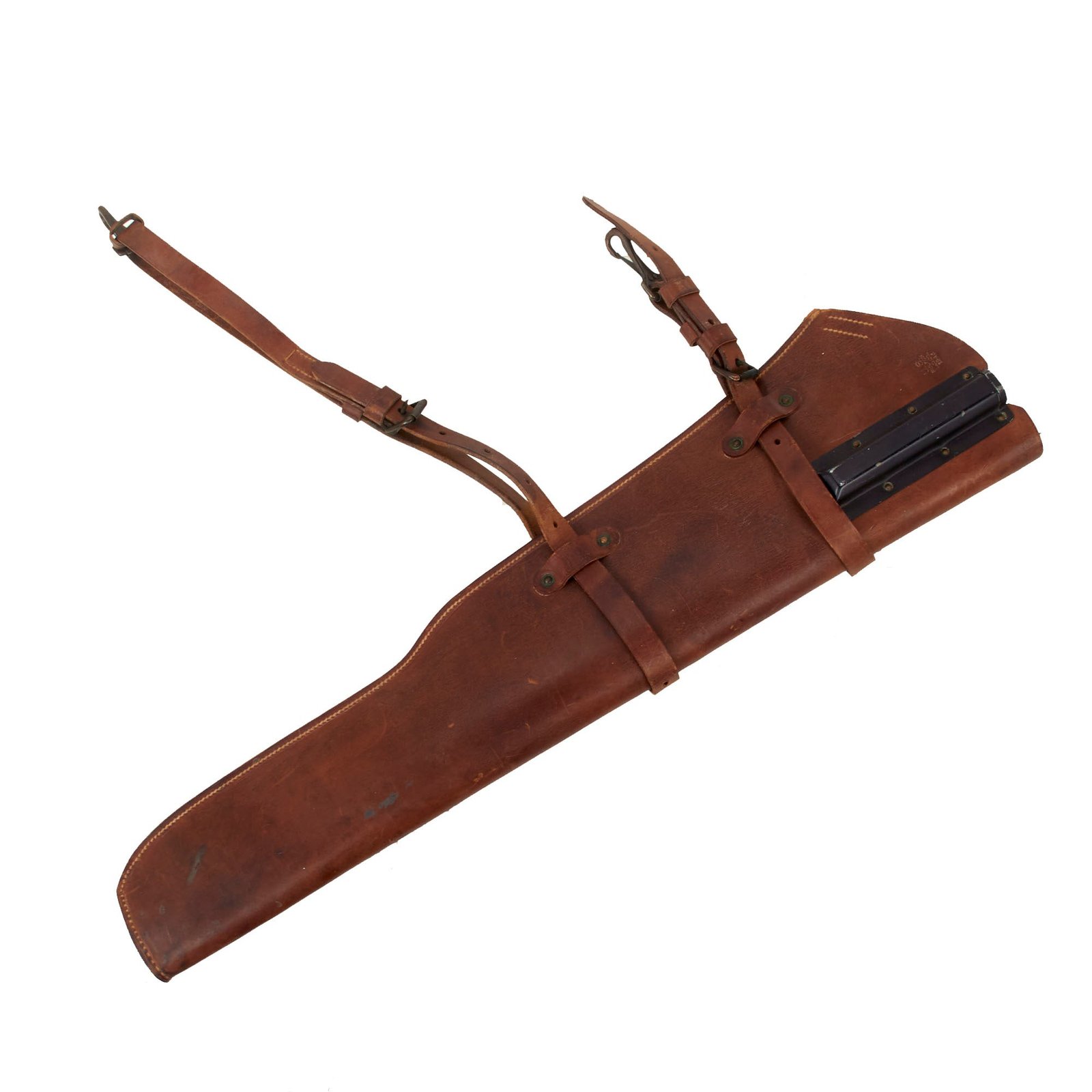 Buy Original U.S. WWII M1 Garand Rifle Leather Jeep Scabbard With Securing Straps by Fulton L.G. Co - Dated 1943 | Original Firearms Antique For Sale