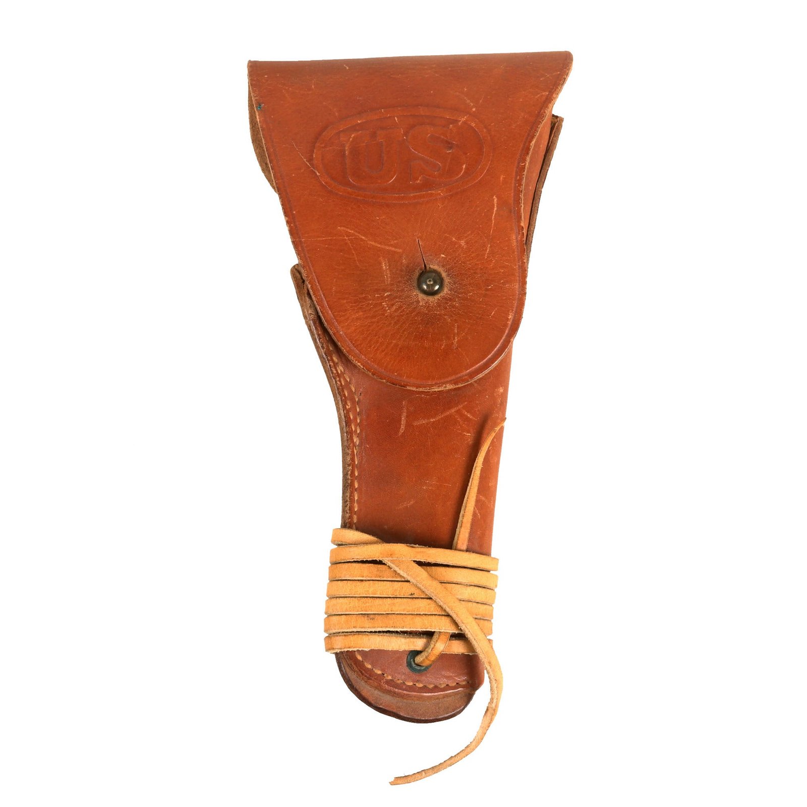 Buy Original U.S. WWII Excellent Condition M1916 .45 Colt 1911 Leather Holster by Boyt with Original Leather Lanyard - Dated 1945 | Original Firearms Antique For Sale
