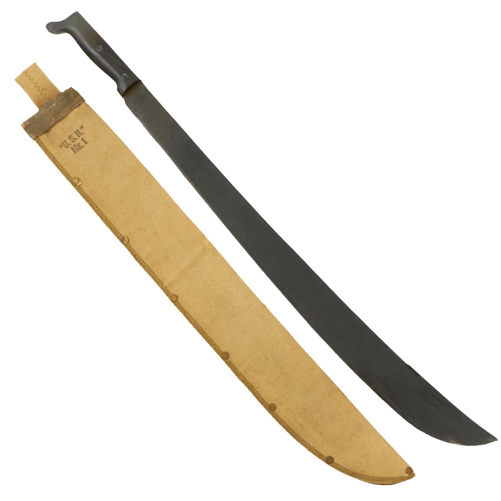 Buy Original U.S. WWII US Navy Mk I Legitimus Collins & Co Machete Dated 1944 With Correct USN Marked Scabbard | Original Firearms Antique For Sale