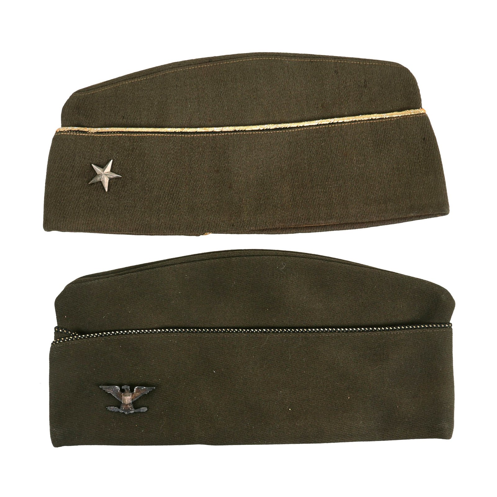 Buy Original U.S. WWII Era Brigadier General and Colonel’s Overseas Side Cap (Garrison Cover) Grouping - (2) Items | Original Firearms Antique For Sale