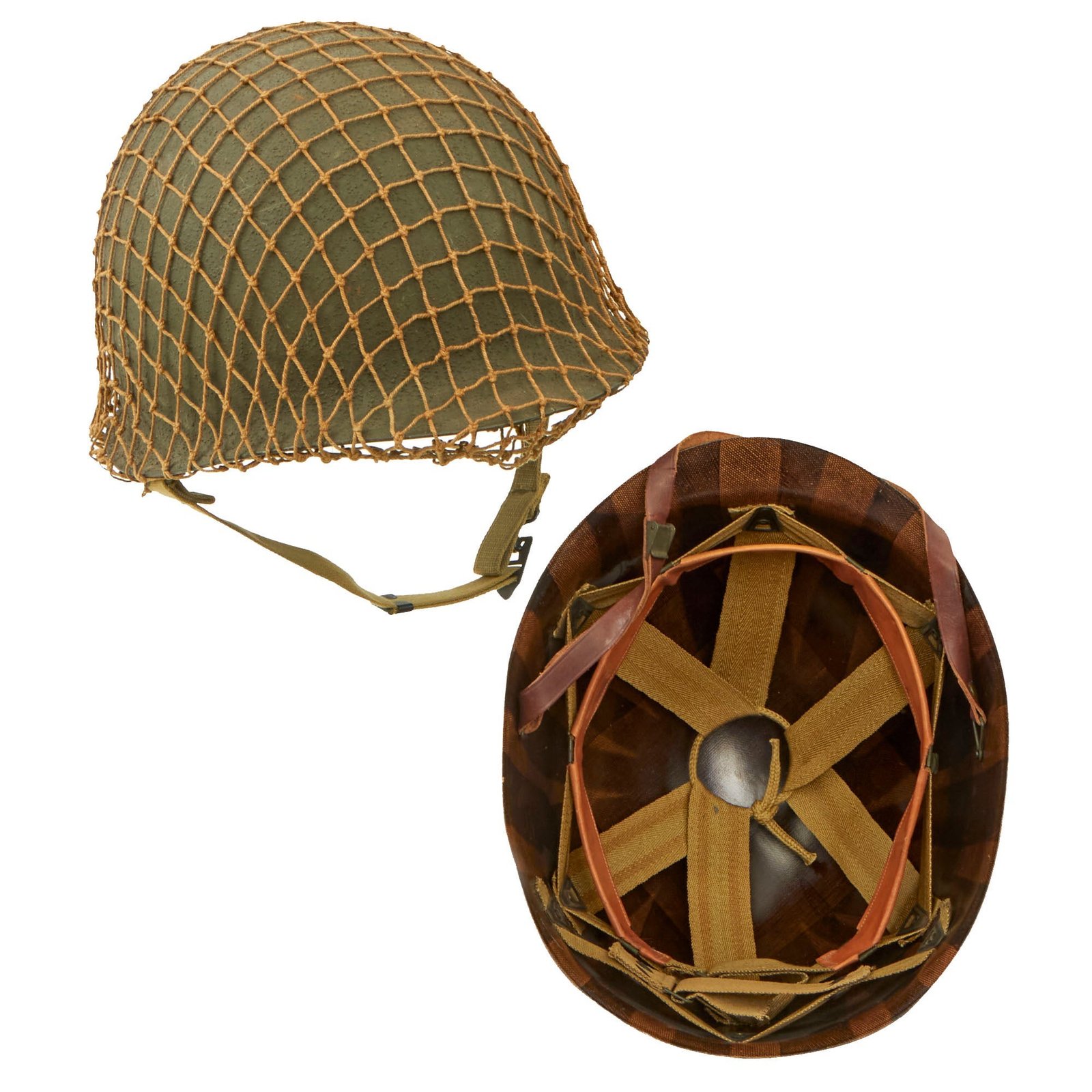 Buy Original U.S. WWII Unissued 1943 M1 McCord Front Seam Fixed Bale Helmet with Net and Westinghouse Liner - Complete | Original Firearms Antique For Sale