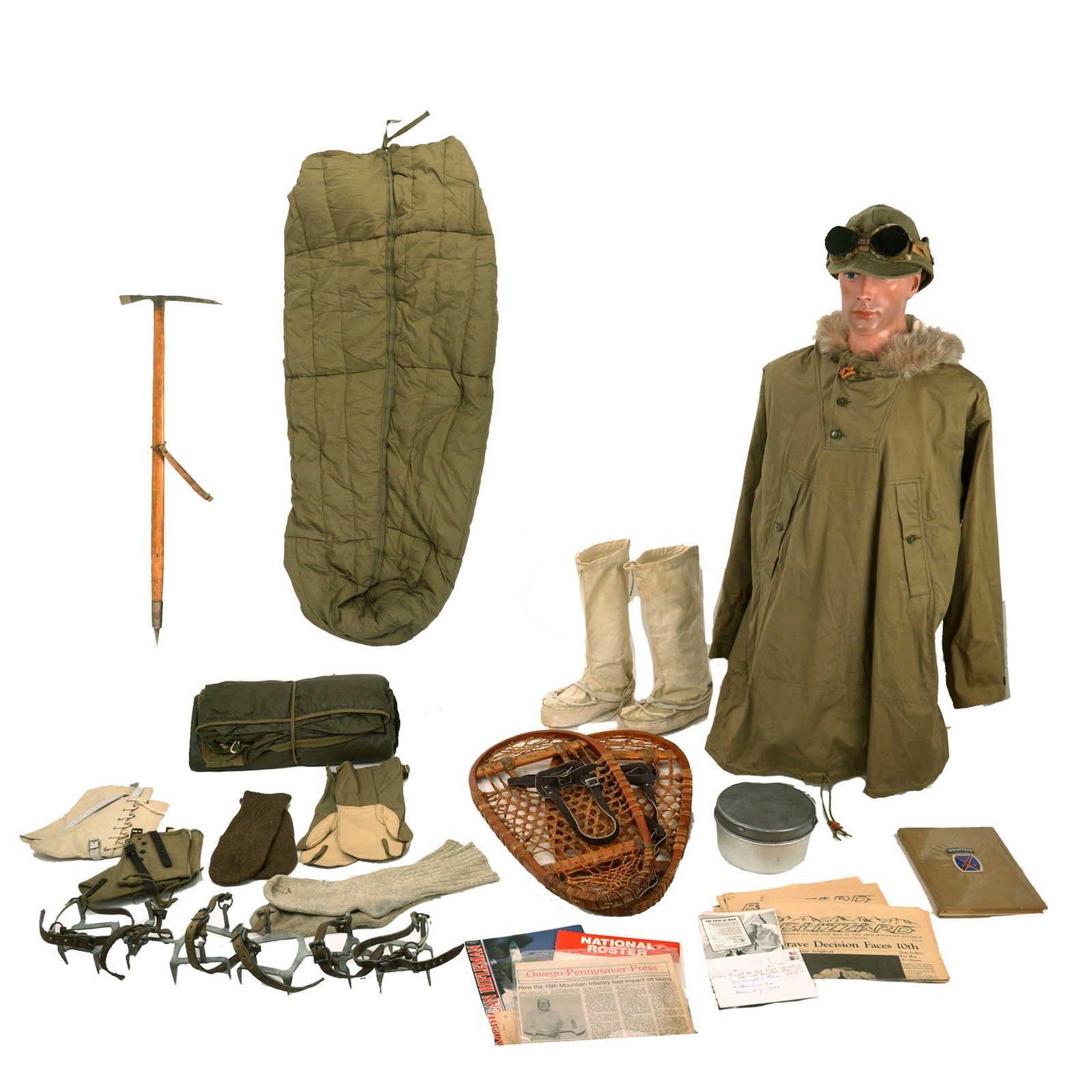 Buy Original U.S. WWII 10th Mountain Division Mountaineering  Uniform and Equipment Set with Ice Axe | Original Firearms Antique For Sale
