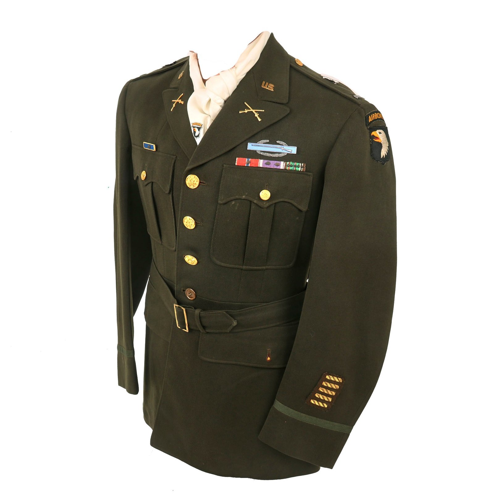 Buy Original U.S. WWII US Army 101st Airborne Division Patched Officer’s Winter Service Class A Uniform Coat Attributed To Battlefield Commisioned Lt. Wilber R. “Web” Raduenz - B Company, 506th PIR, D-Day Veteran of ‘Utah Beach Area’ | Original Firearms Antique For Sale