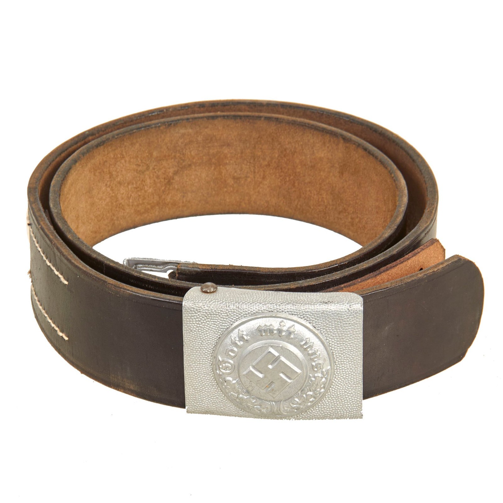 Buy Original German WWII 1940 Dated Police Belt by Carl Busse with Pebbled Aluminum EM/NCO Buckle | Original Firearms Antique For Sale