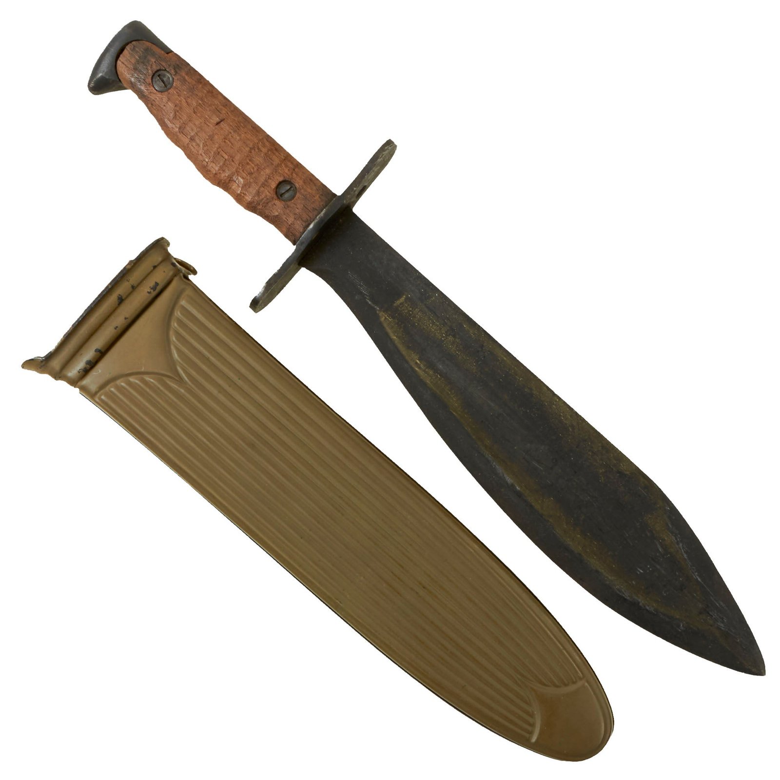 Buy Original U.S. WWI Model 1917 Bolo Knife by Plumb Philadelphia with Rare Steel Scabbard by L.F.&C dated 1918 | Original Firearms Antique For Sale