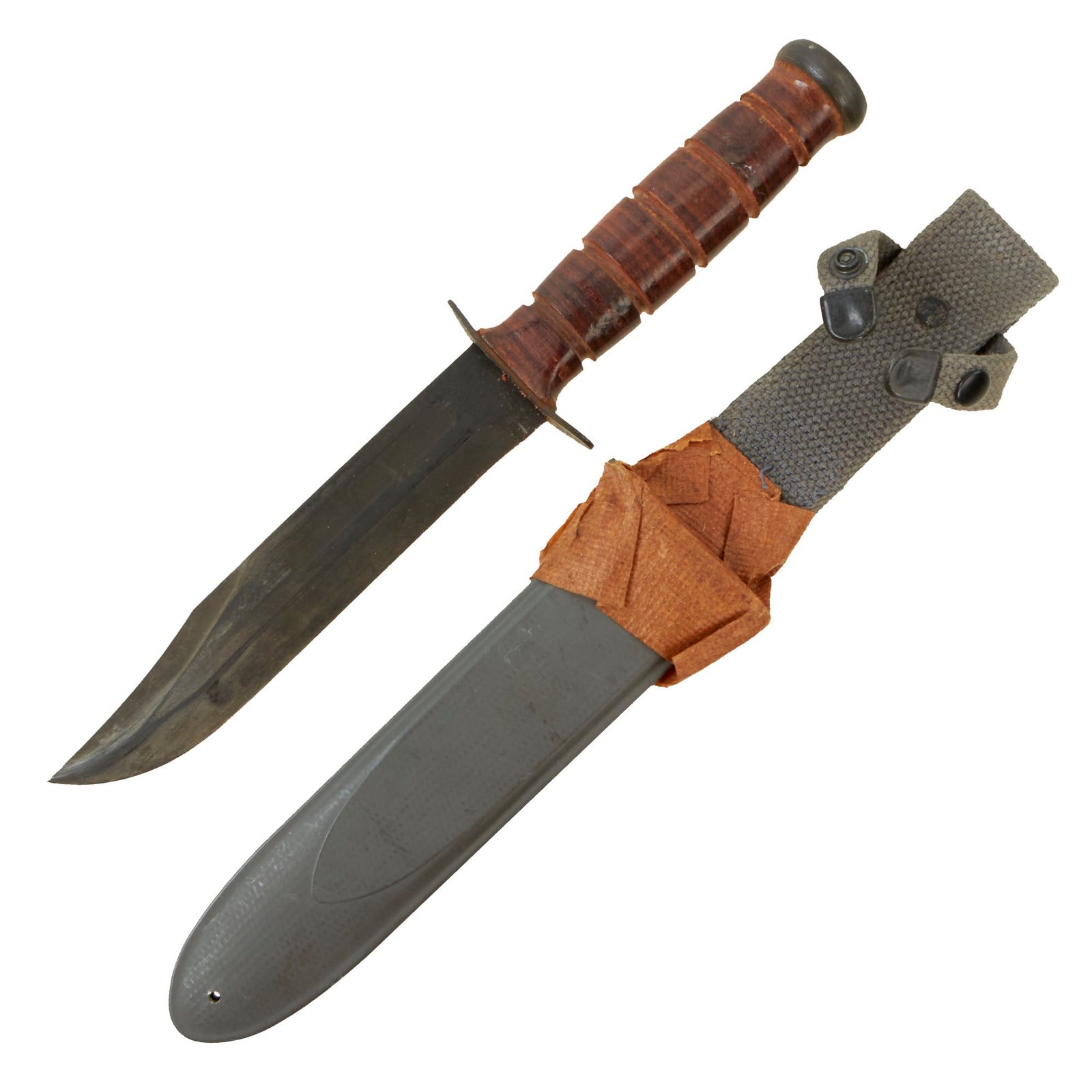 Buy Original U.S. WWII Late War Unissued Navy Mark 2 KA-BAR Fighting Knife by Union Cutlery with U.S.N. MK2 Scabbard | Original Firearms Antique For Sale