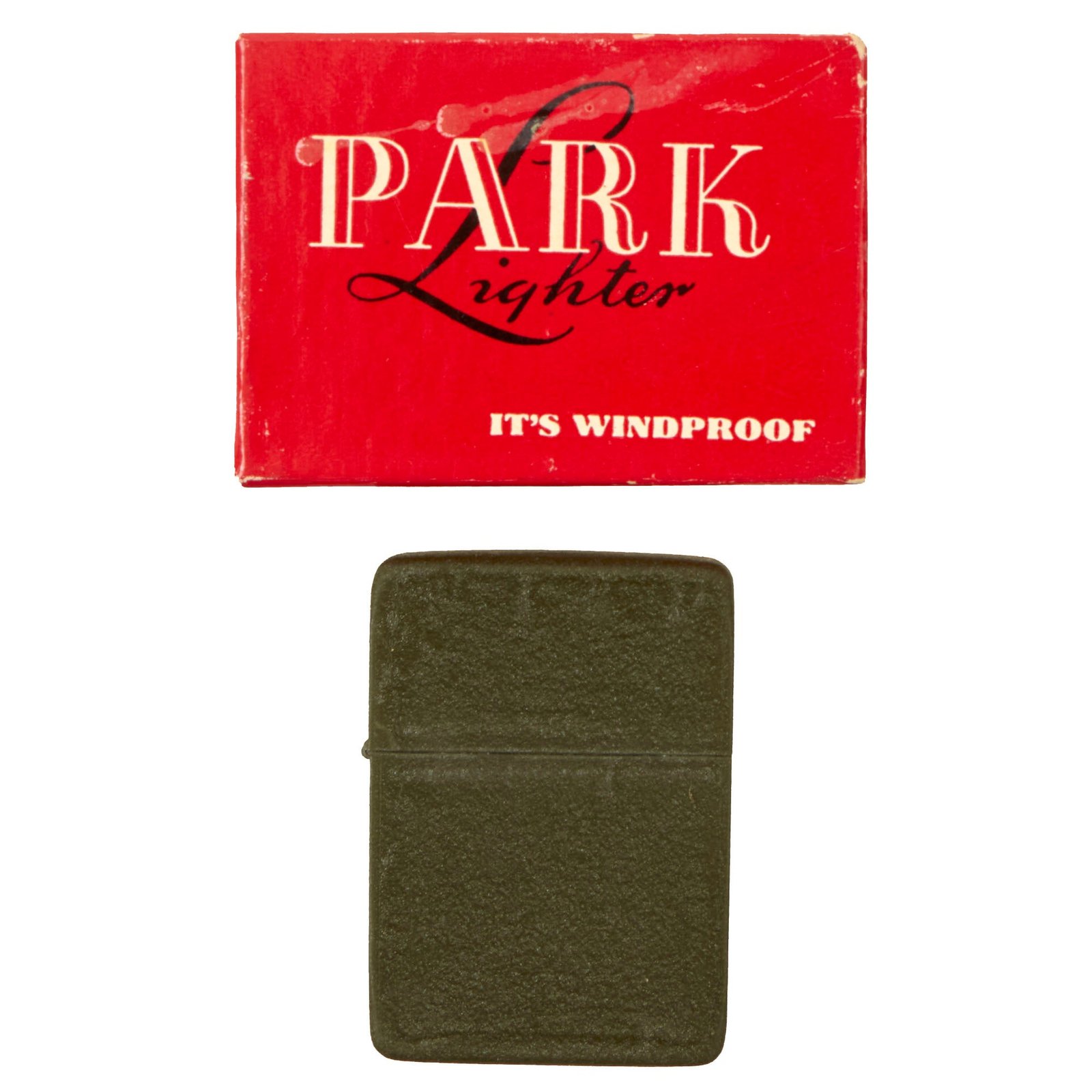 Buy Original U.S. WWII Green Crackle Zippo Style Lighter by Park in Original Box - Excellent | Original Firearms Antique For Sale