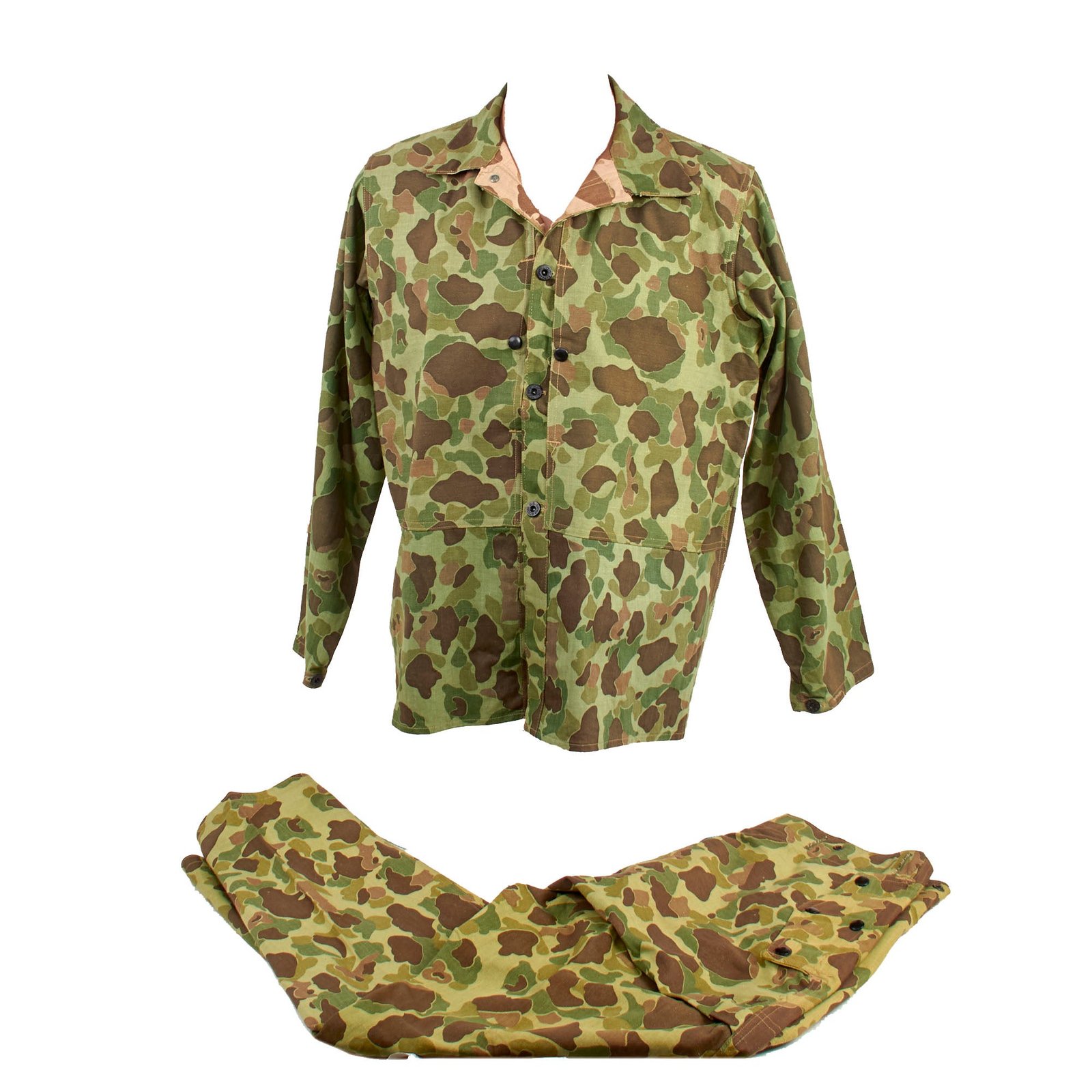 Buy Original U.S. WWII US Marine Corps UNISSUED P-44 Camouflage Pattern Uniform Set - Frogskin Size 38 | Original Firearms Antique For Sale