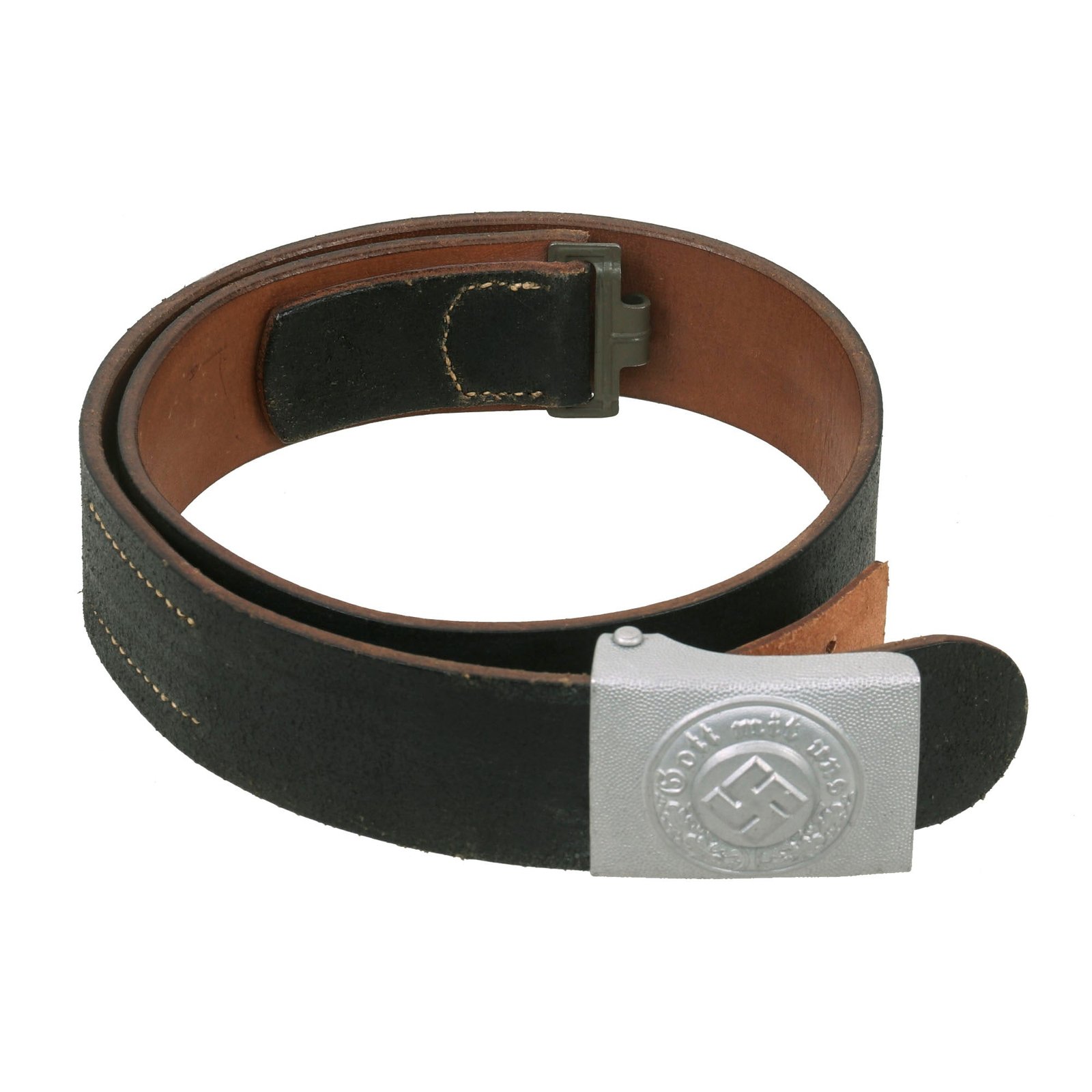 Buy Original Excellent German WWII SS Marked Police Belt with Pebbled Aluminum EM/NCO Buckle | Original Firearms Antique For Sale