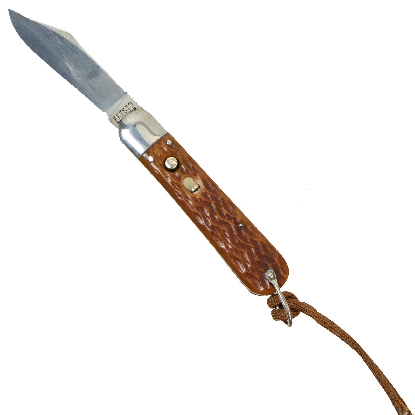 Buy Original U.S. WWII Early Airborne Schrade Presto M2 Knife with Jigged Bone Handle & End Loop | Original Firearms Antique For Sale