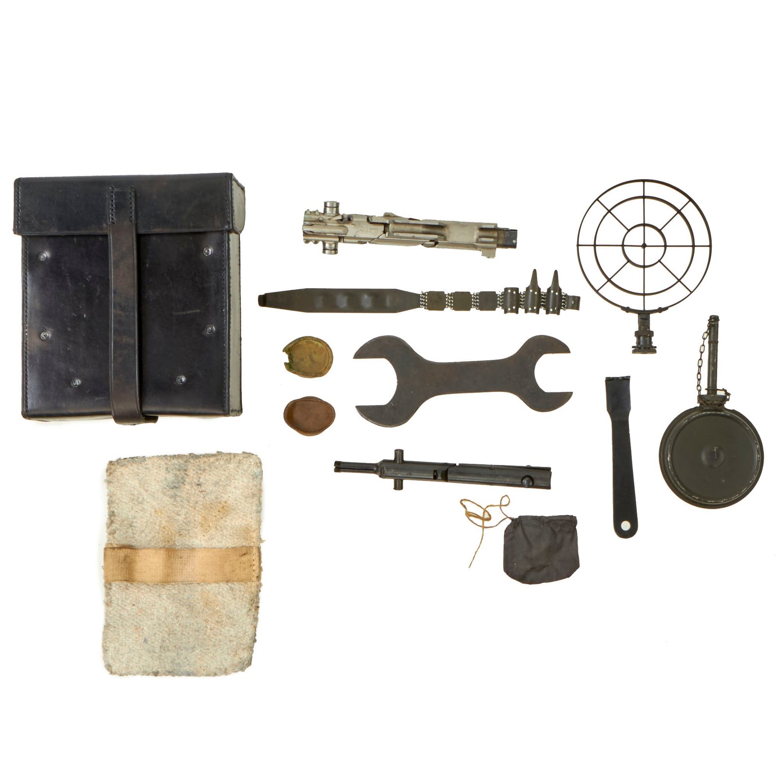 Buy Original German WWII MG 34 Leather Gunners Kit Tool Pouch with Bolt, A.A. SIght, Tools, & More  - Serial C 3148 | Original Firearms Antique For Sale