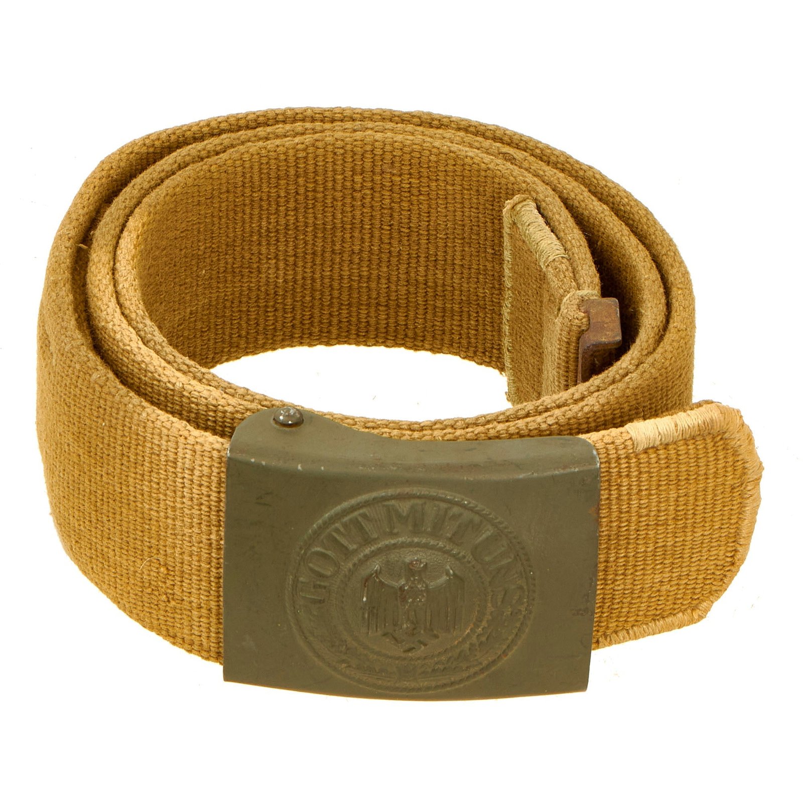 Buy Original German WWII Rare Tropical Afrikakorps DAK Web Belt with 1941 Dated Steel Buckle by Noelle & Hueck | Original Firearms Antique For Sale