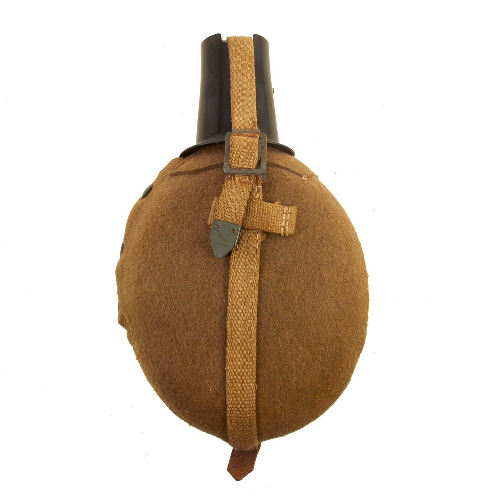 Buy Original Excellent Condition German WWII Afrikakorps Aluminum M31 Canteen with Canvas Harness & Bakelite Cup by Menesa Metallindustrie GmbH. Neunkirchen-Saar (MN) - dated 1942 | Original Firearms Antique For Sale
