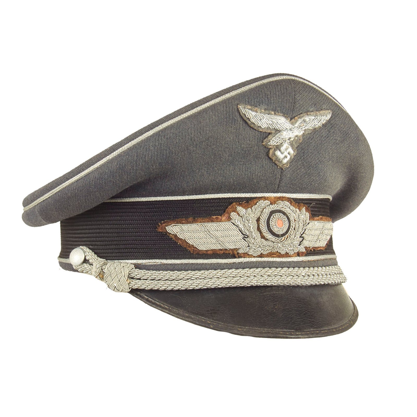 Buy Original German WWII Luftwaffe Officer Schirmmütze Visor Crush Cap with Bullion Insignia | Original Firearms Antique For Sale