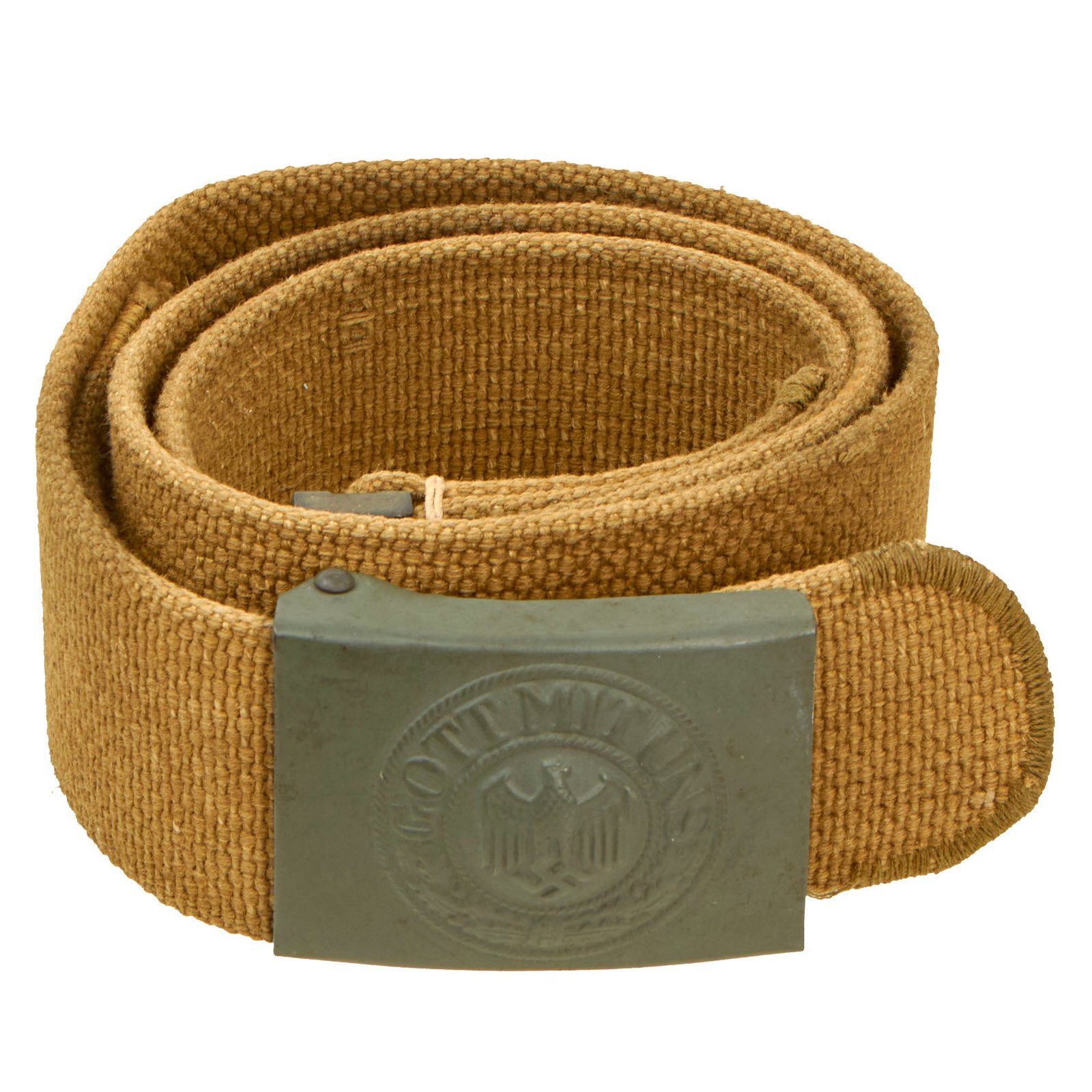 Buy Original German WWII Rare Tropical Afrikakorps DAK Web Belt with Steel Buckle by Hermann Aurich - Both Dated 1942 | Original Firearms Antique For Sale