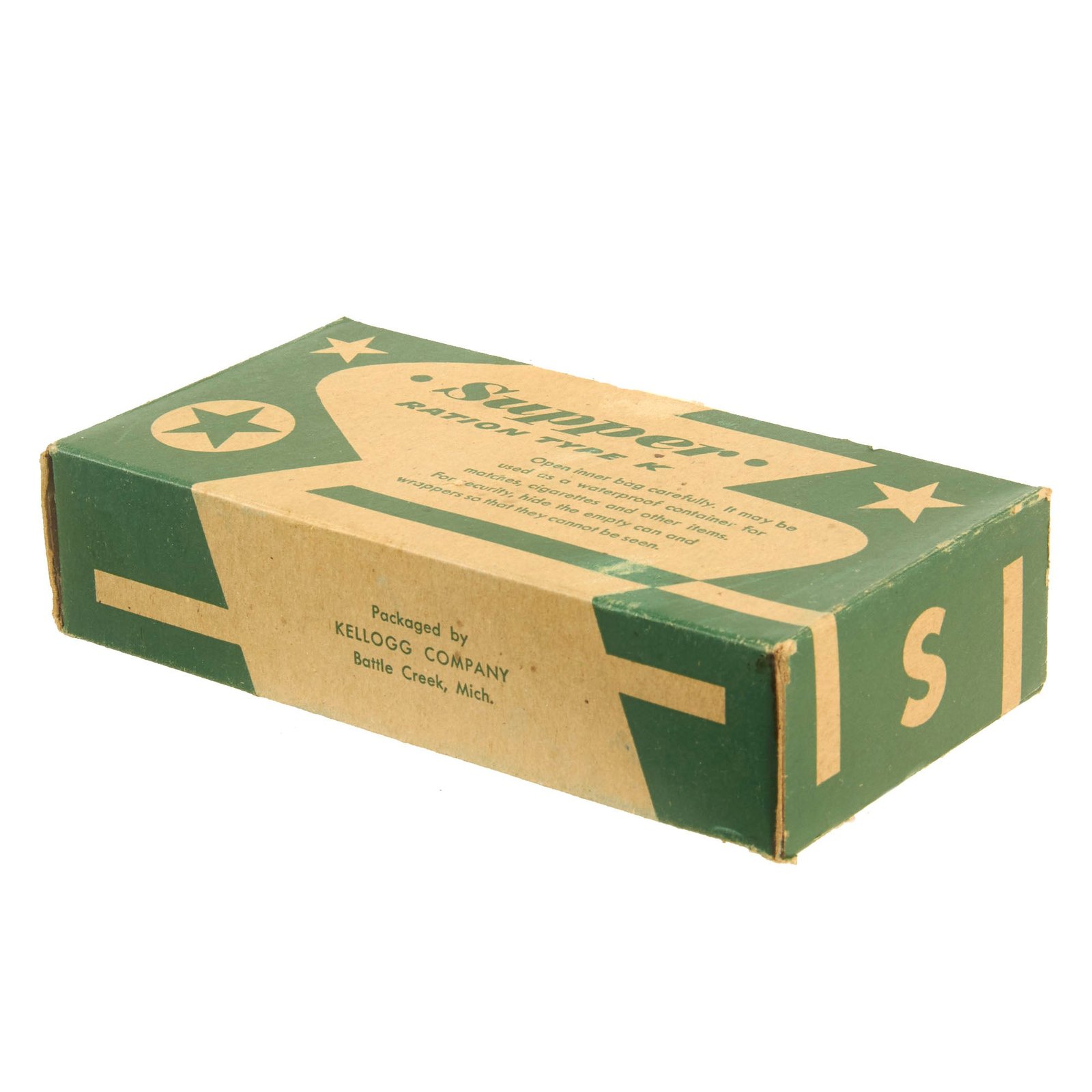 Buy Original U.S. WWII Unopened K-Ration "Morale Series" Supper Meal Unit by the Kellogg Company | Original Firearms Antique For Sale