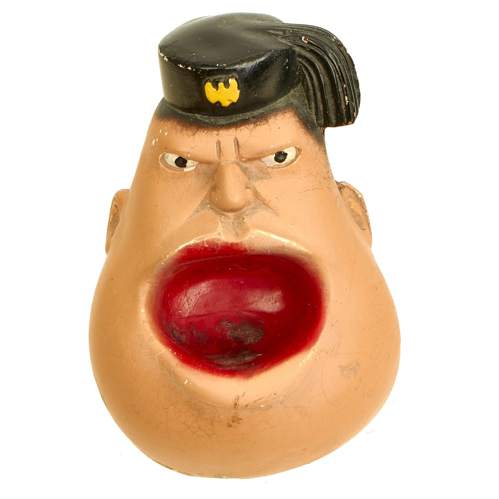 Buy Original U.S. WWII 1942 Dated Anti-Axis “Ram-Bunk-Shus Benito” Mussolini Ashtray by Bassons Dummy Products | Original Firearms Antique For Sale