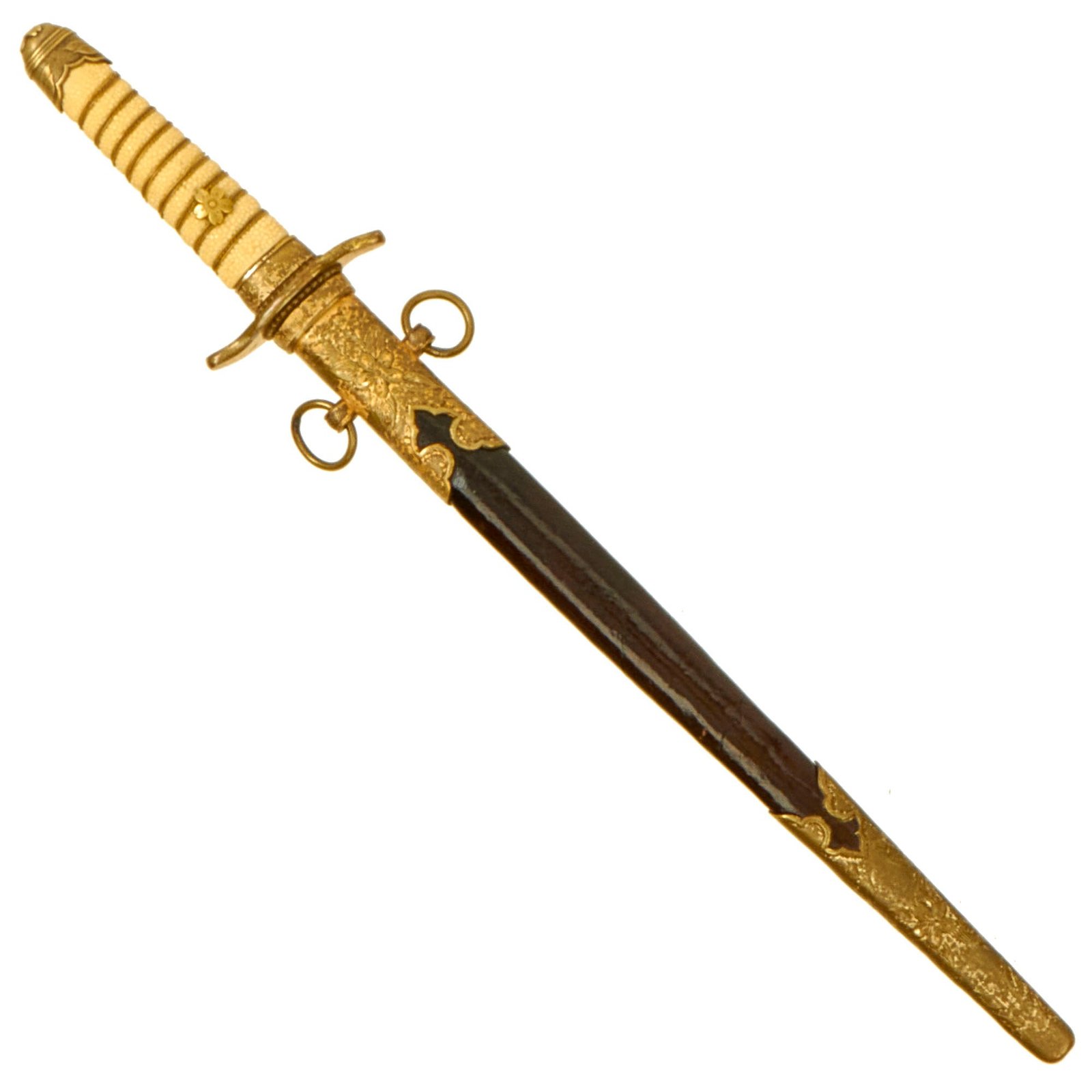 Buy Original Japanese WWII M1883 Naval Officers Dirk with Brass Mounted Leather Scabbard | Original Firearms Antique For Sale